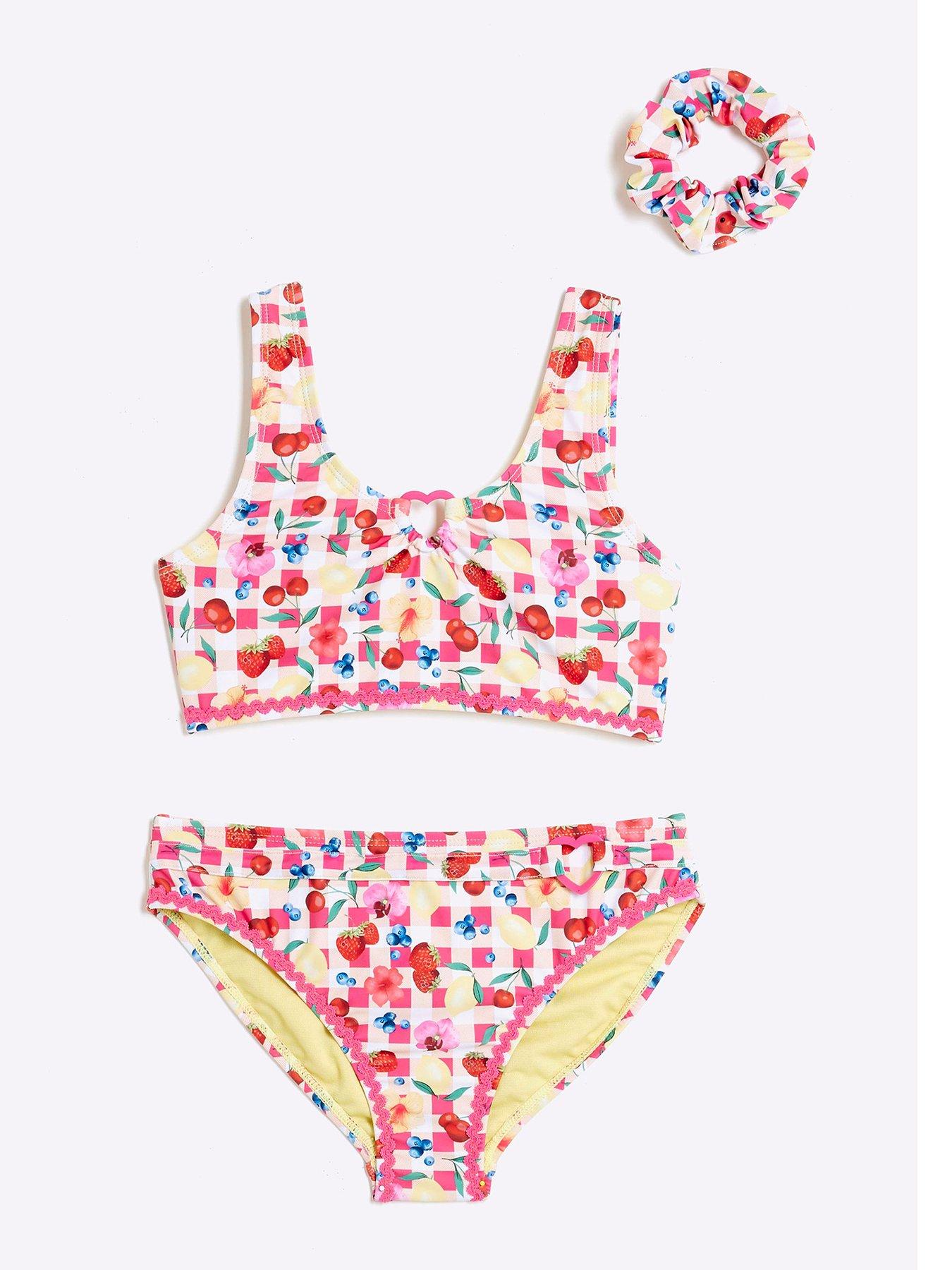 undefined Girls Gingham Fruit Bikini - Orange