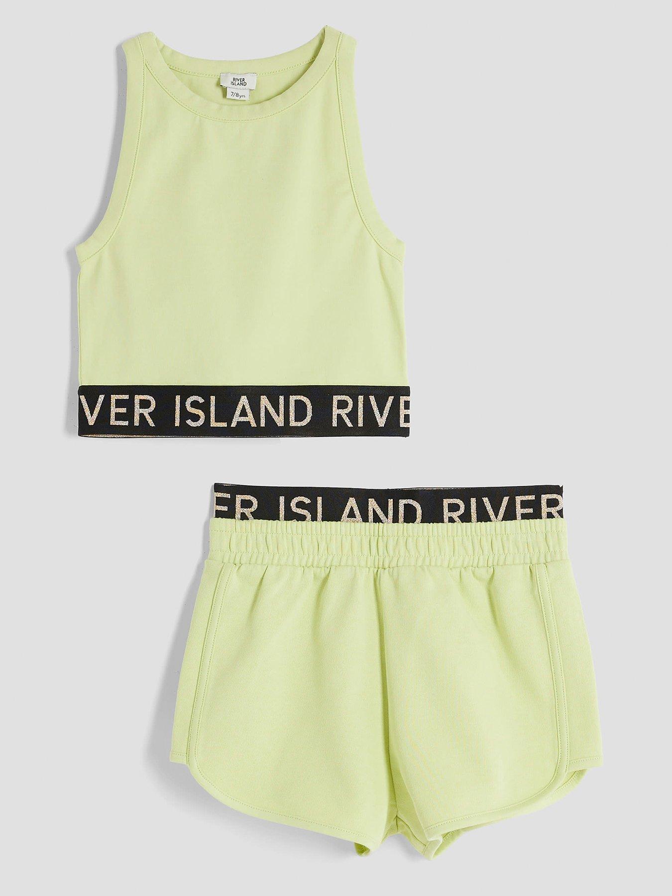 undefined Girls Glitter Tank Set - Lime - Green