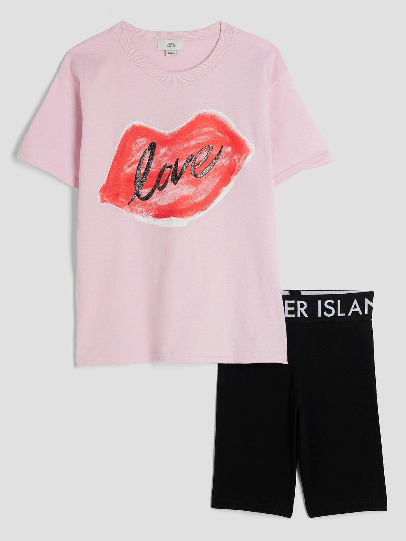 undefined Girls Lips T-Shirt And Shorts Set - Pink