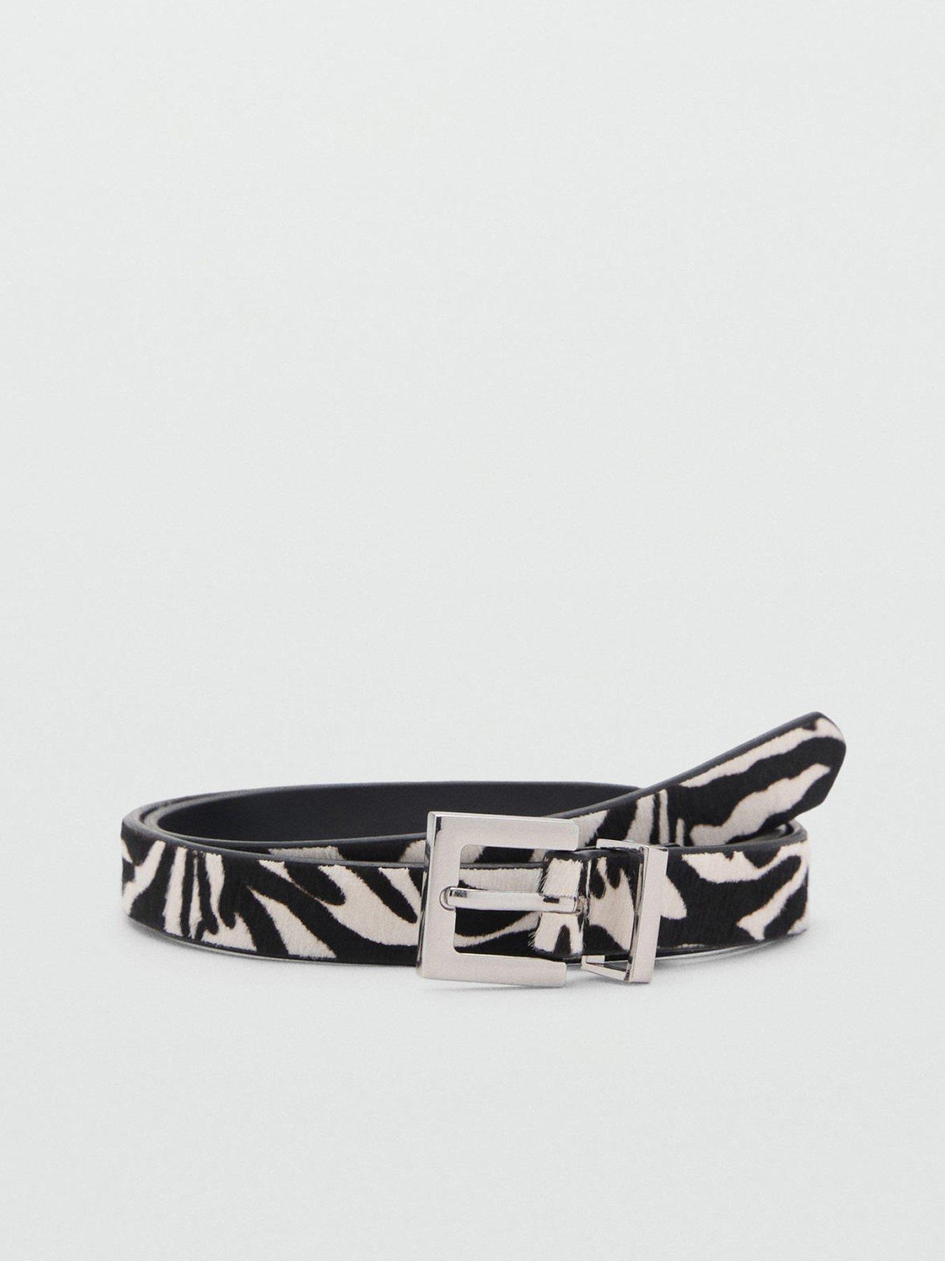 undefined Zebra Fur Belt - Black