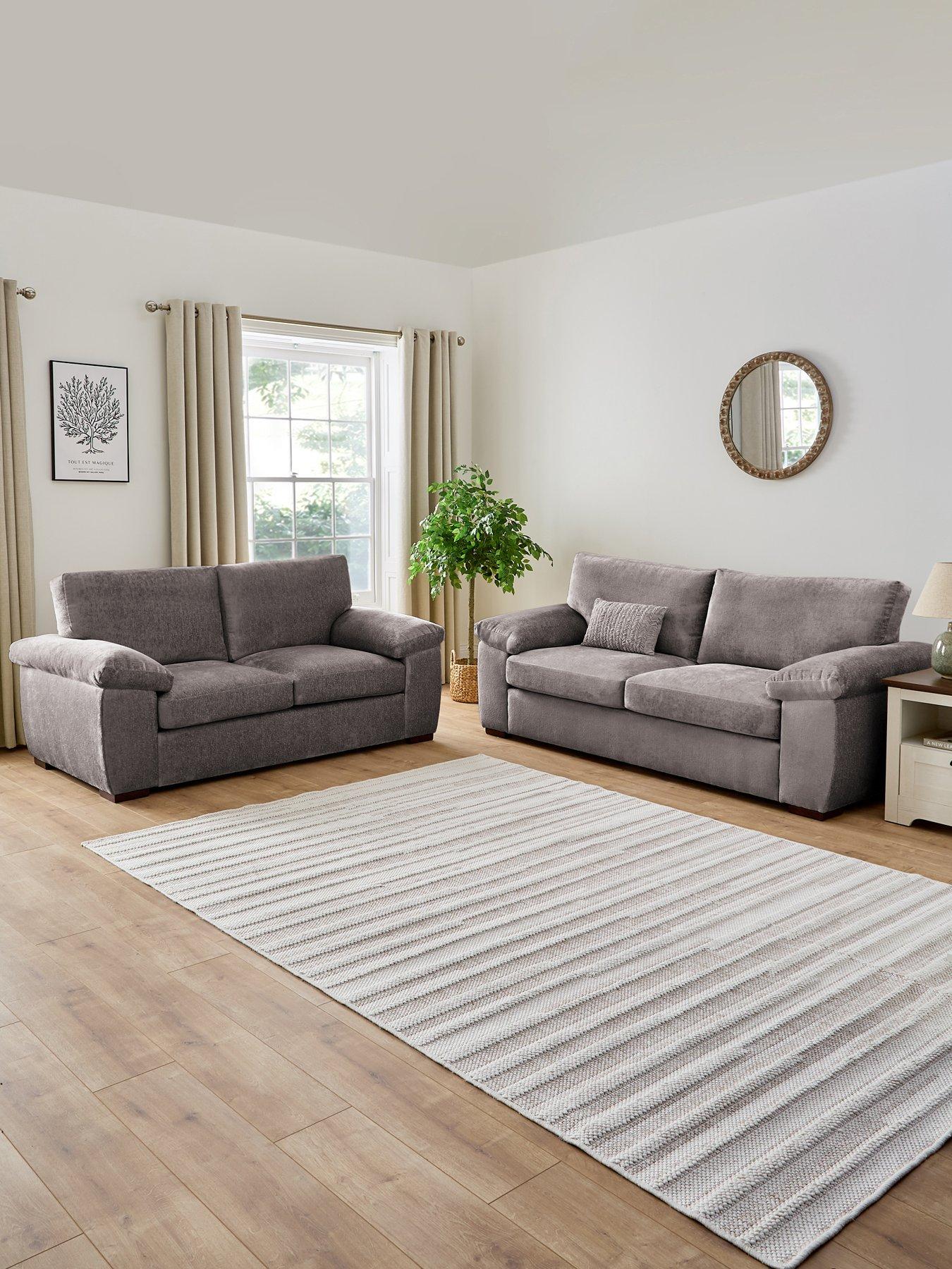 undefined Salerno Standard Back Fabric 3 + 2 Seater Sofa  Set (Buy  &  SAVE!) - Grey - FSC® Certified