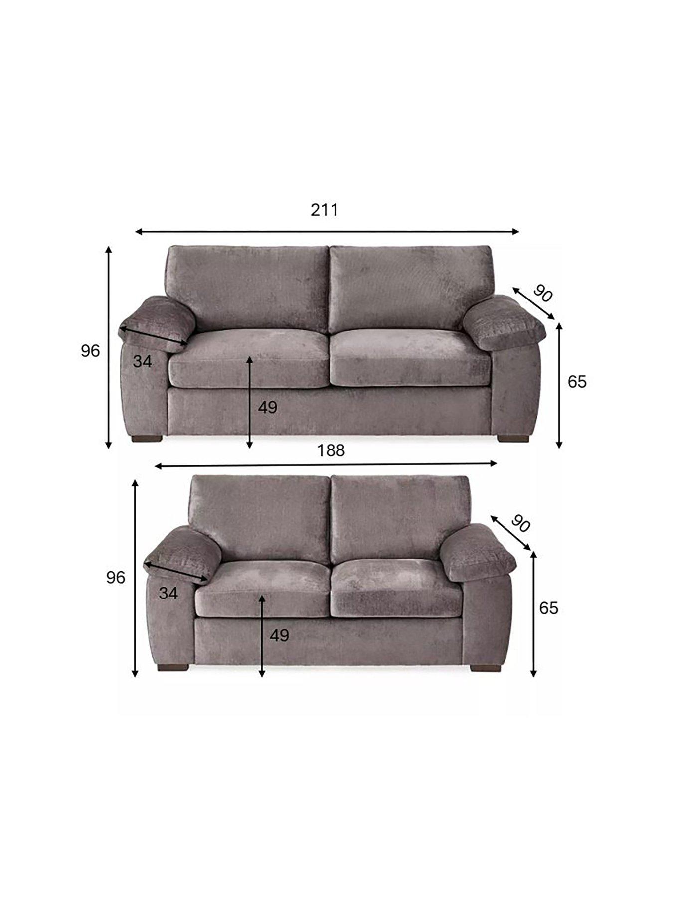Image 7 of 7 of Very Home Salerno Standard Back Fabric 3 + 2 Seater Sofa &nbsp;Set (Buy &amp; SAVE!) - Grey&nbsp;- FSC&reg; Certified