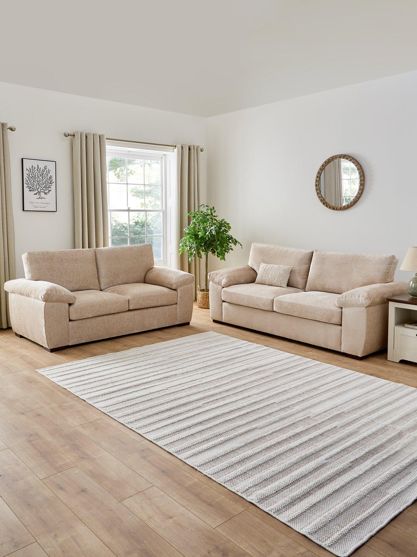 undefined Salerno Standard Back Fabric 3 + 2 Seater Sofa  Set (Buy  &  SAVE!) - Natural - FSC® Certified