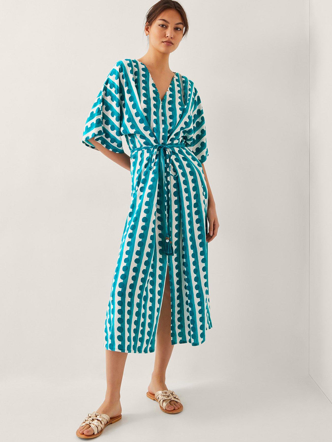 undefined Indah Printed Kaftan - Turqoise