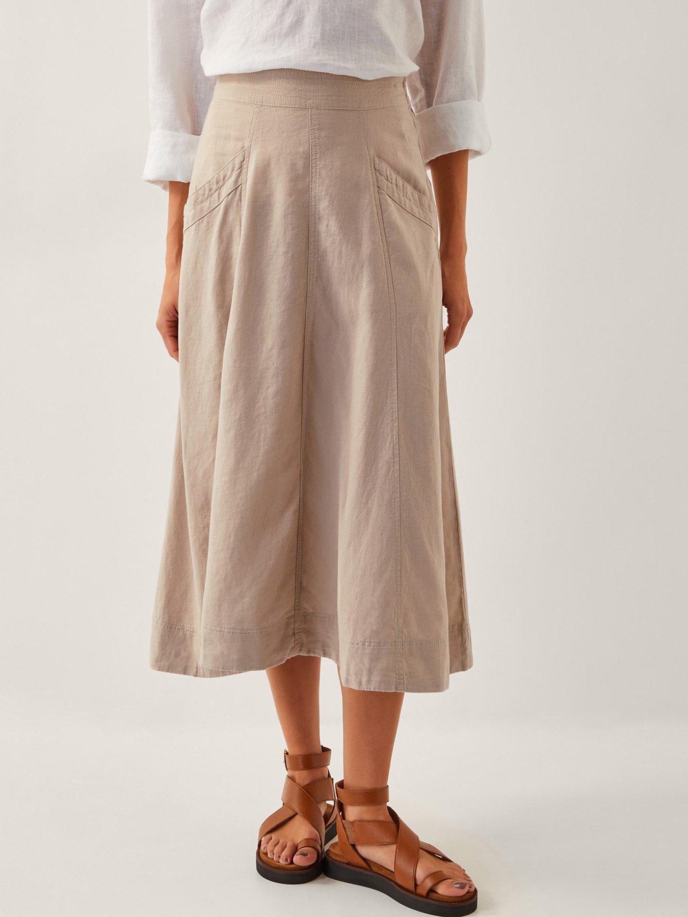 undefined Harper Linen Skirt - Natural