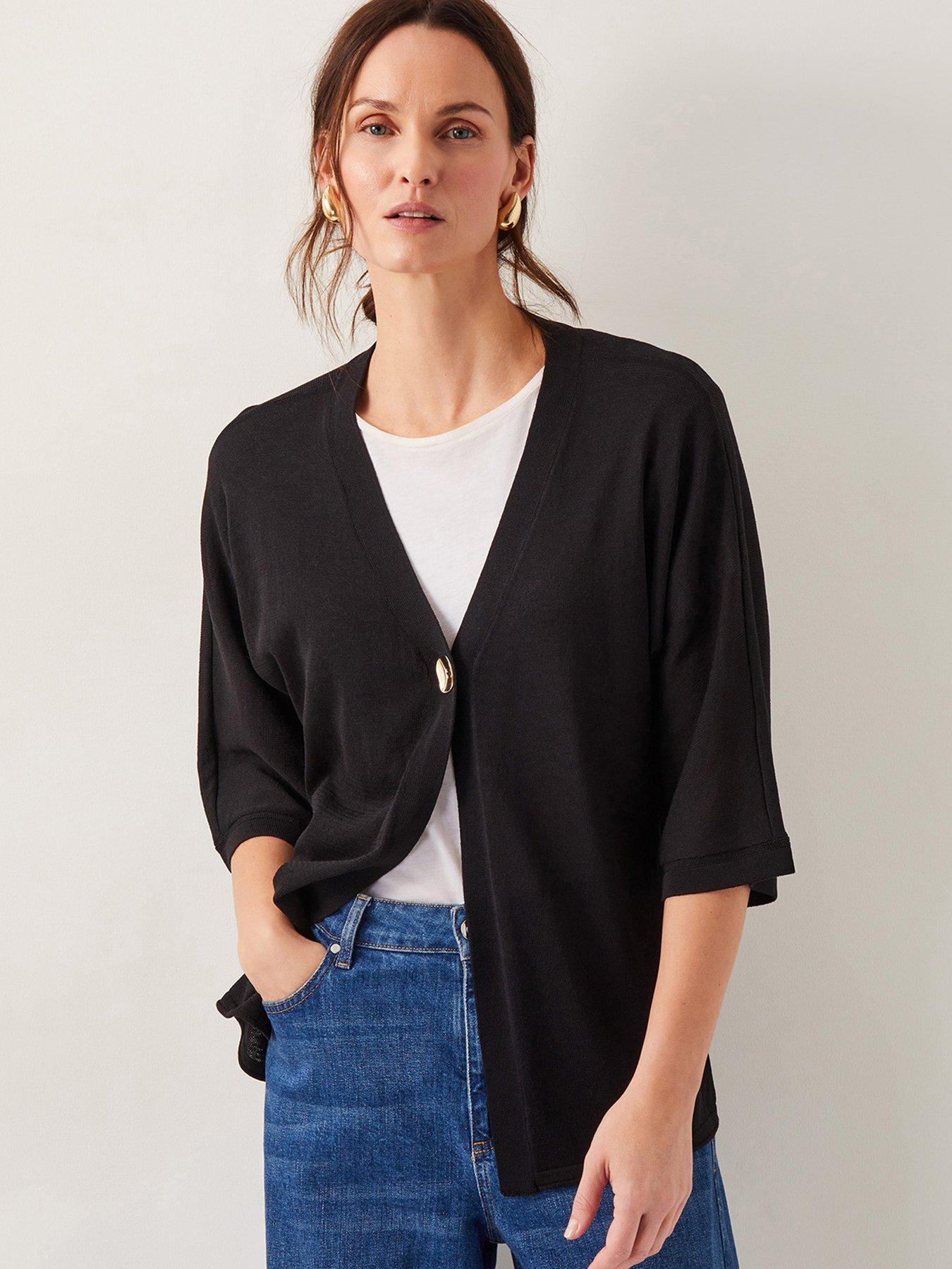 Image 1 of 4 of Monsoon Beth Button Cardigan - Black