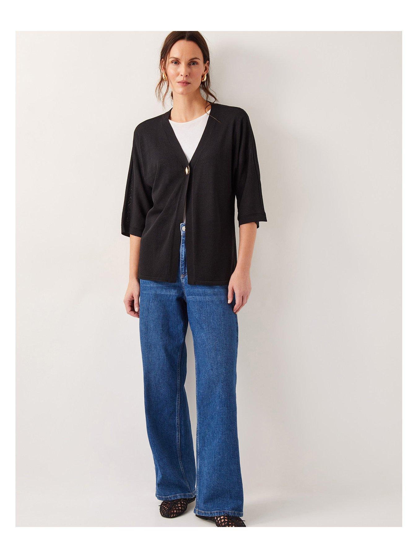 Image 3 of 4 of Monsoon Beth Button Cardigan - Black
