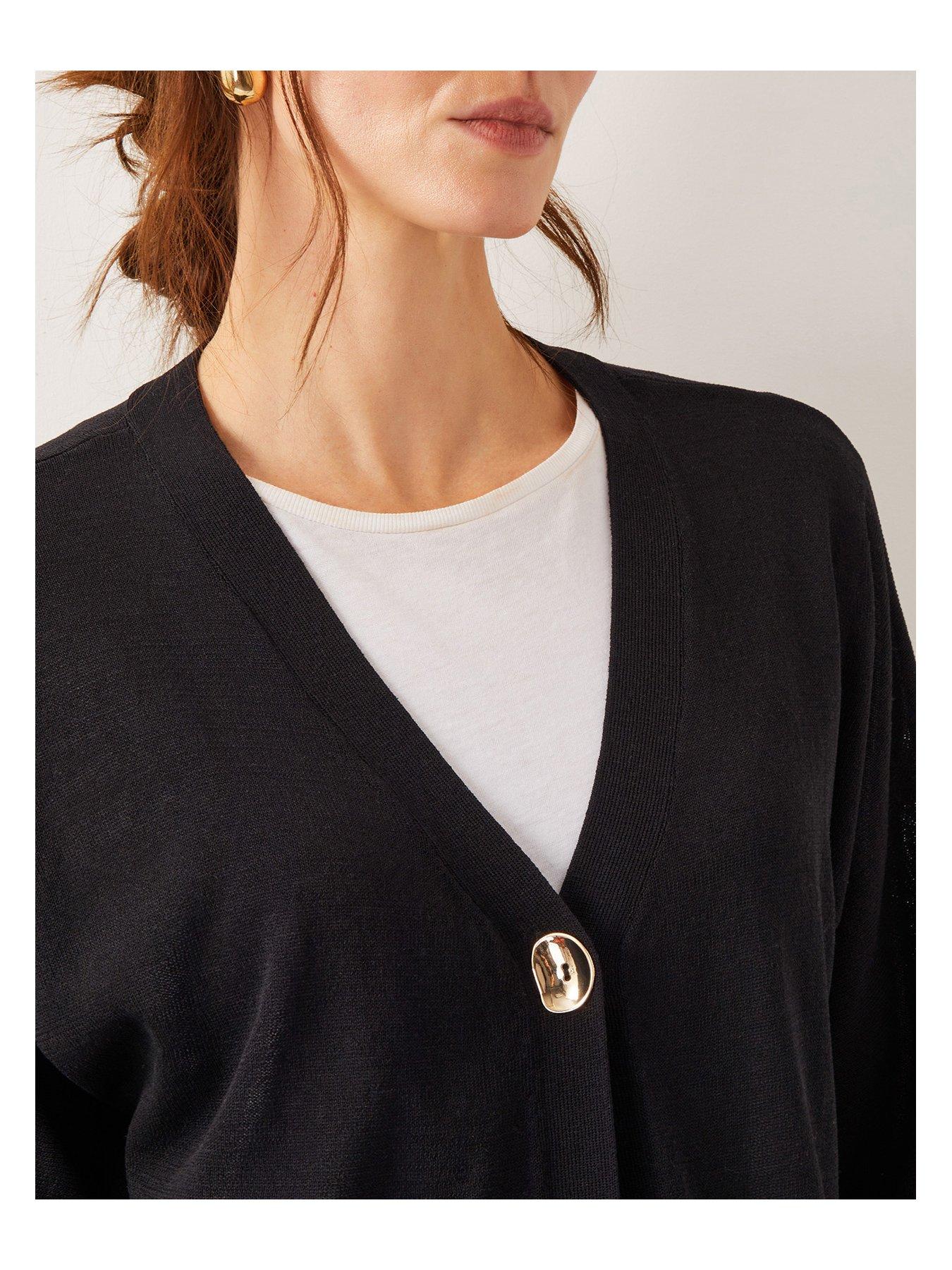 Image 4 of 4 of Monsoon Beth Button Cardigan - Black