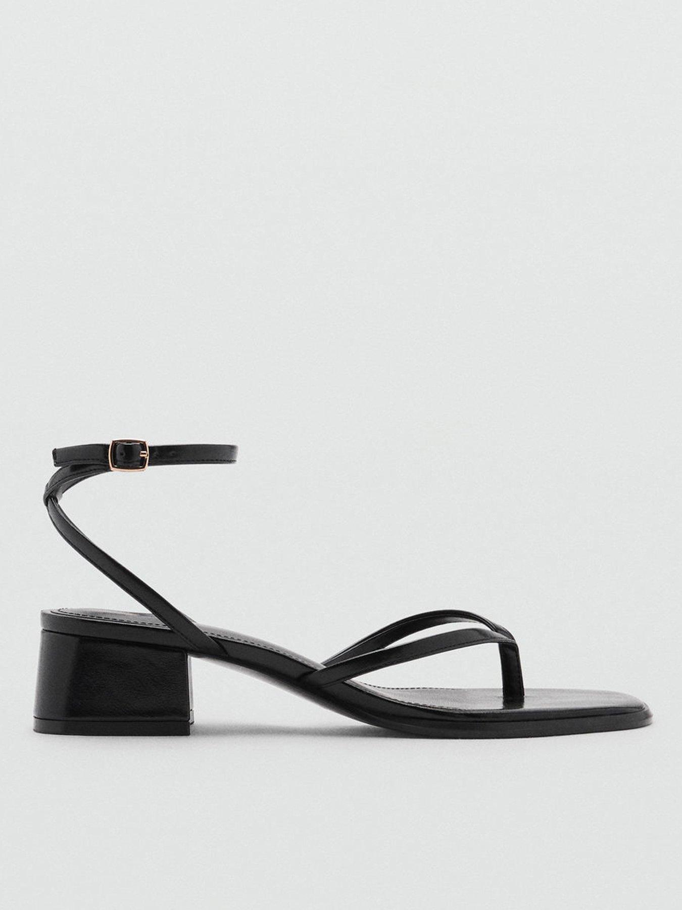Mango Strappy Heeled Sandals - Black