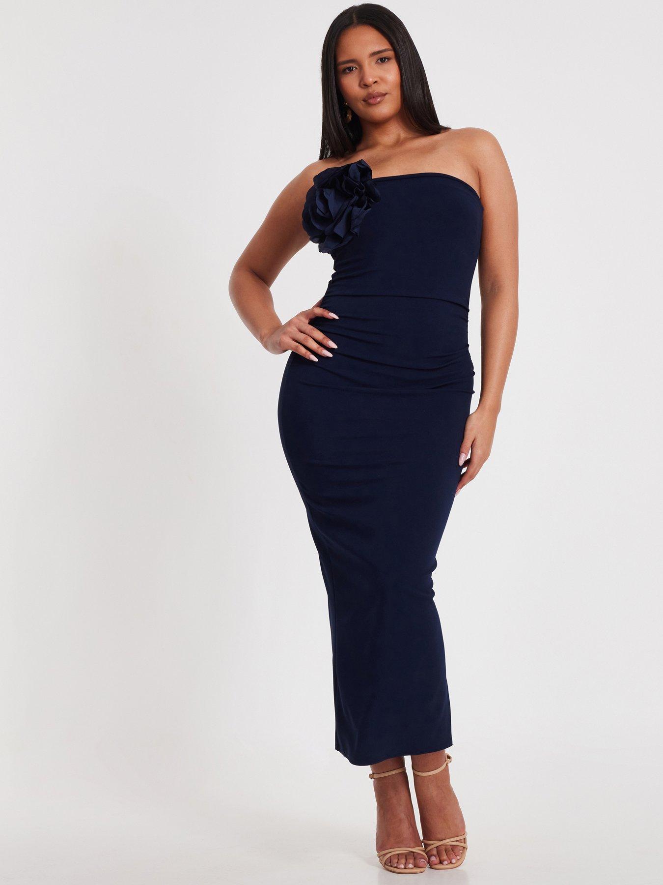 4511063 Blue Zip Detail Pencil Dress