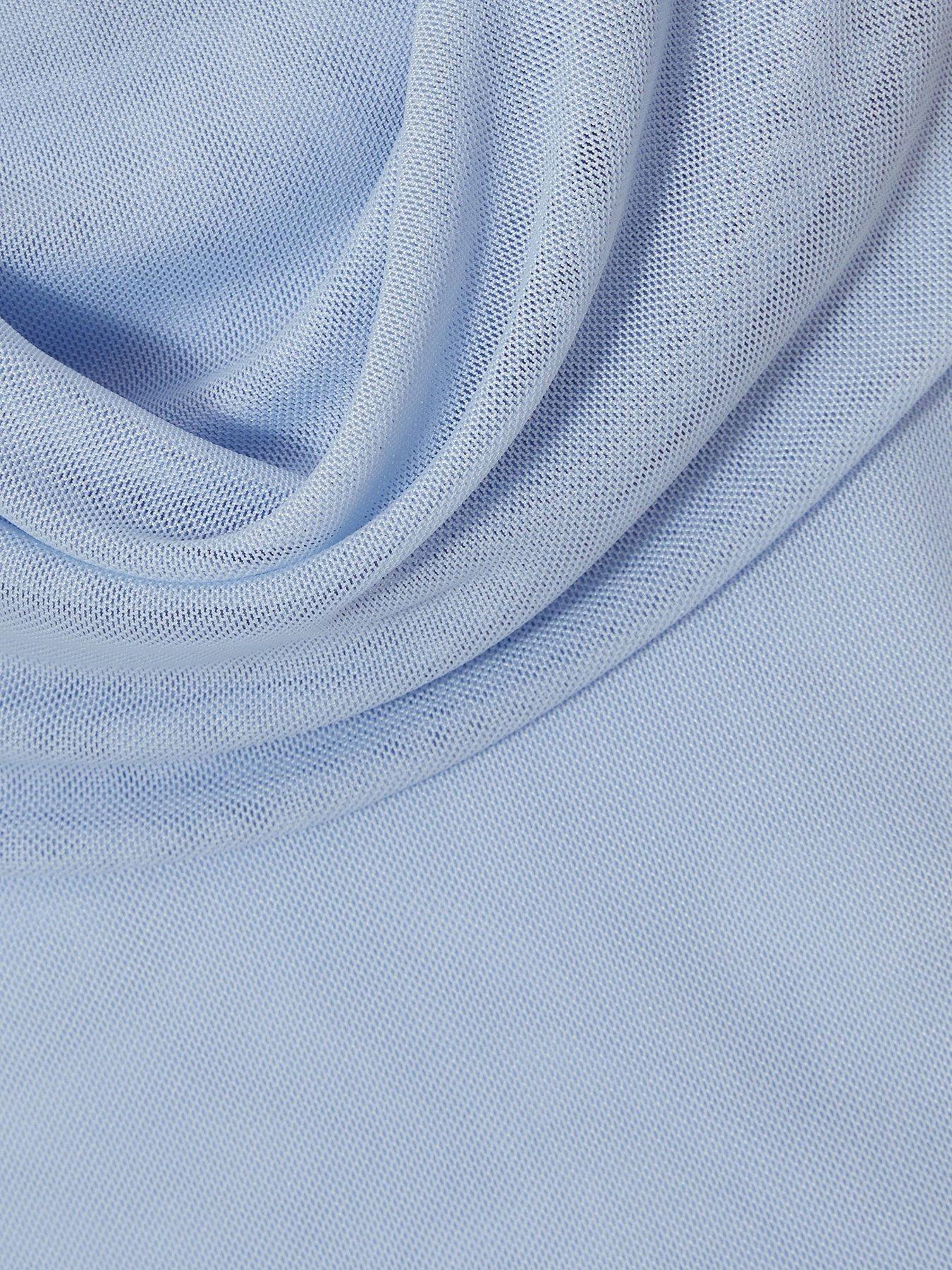 Image 6 of 6 of Quiz Pale Blue Mesh Cowl Midaxi Dress