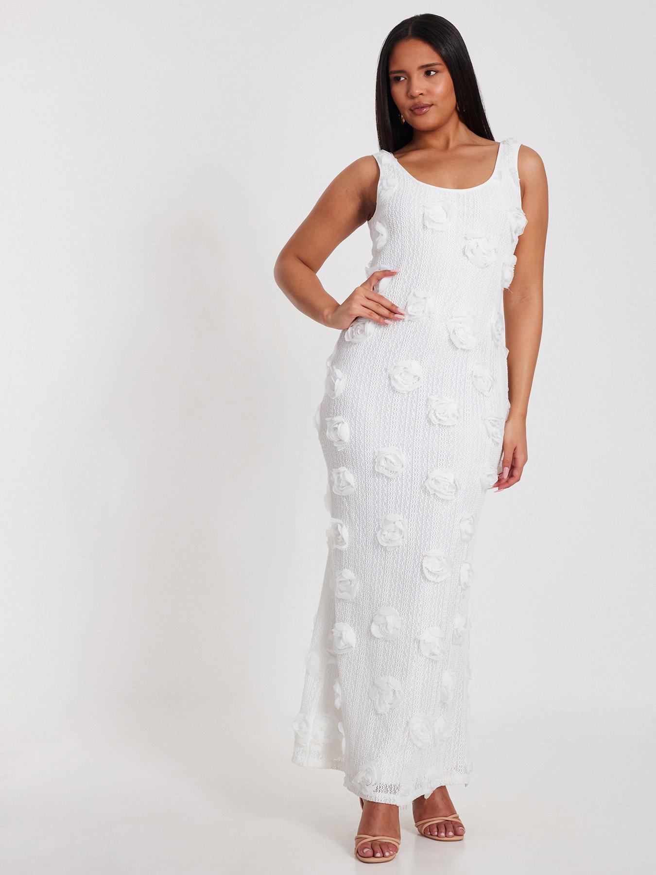 quiz white lace dress The Kiara Dress in White Chantilly Lace 4 / White Chantilly Lace