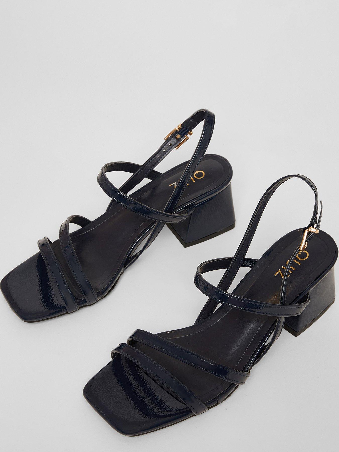 Image 4 of 5 of Quiz Navy Slingback Low Block Heels