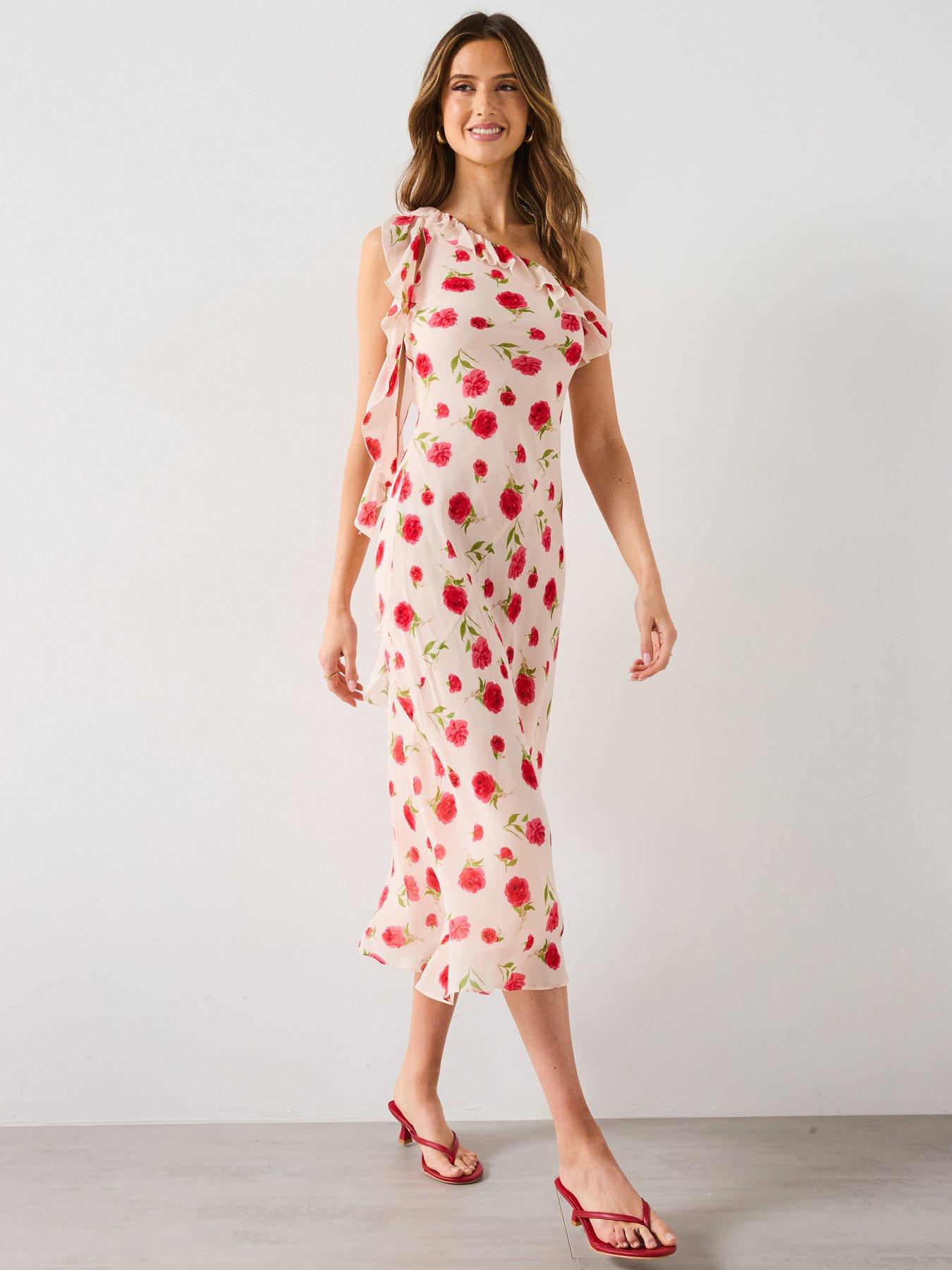 undefined Floral Ruffled Dress - Cream