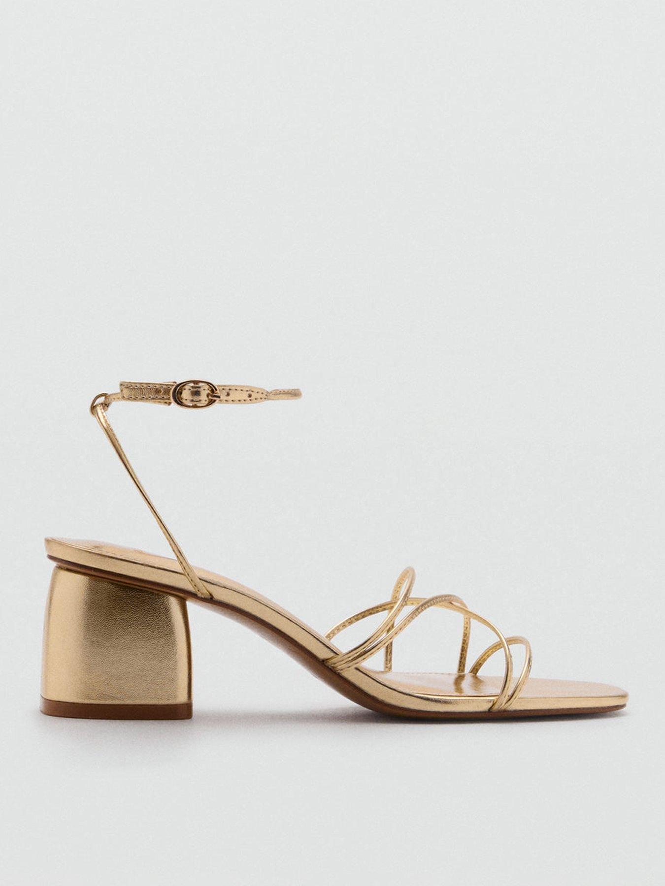 undefined Heeled Sandal With Crossed Straps - Gold