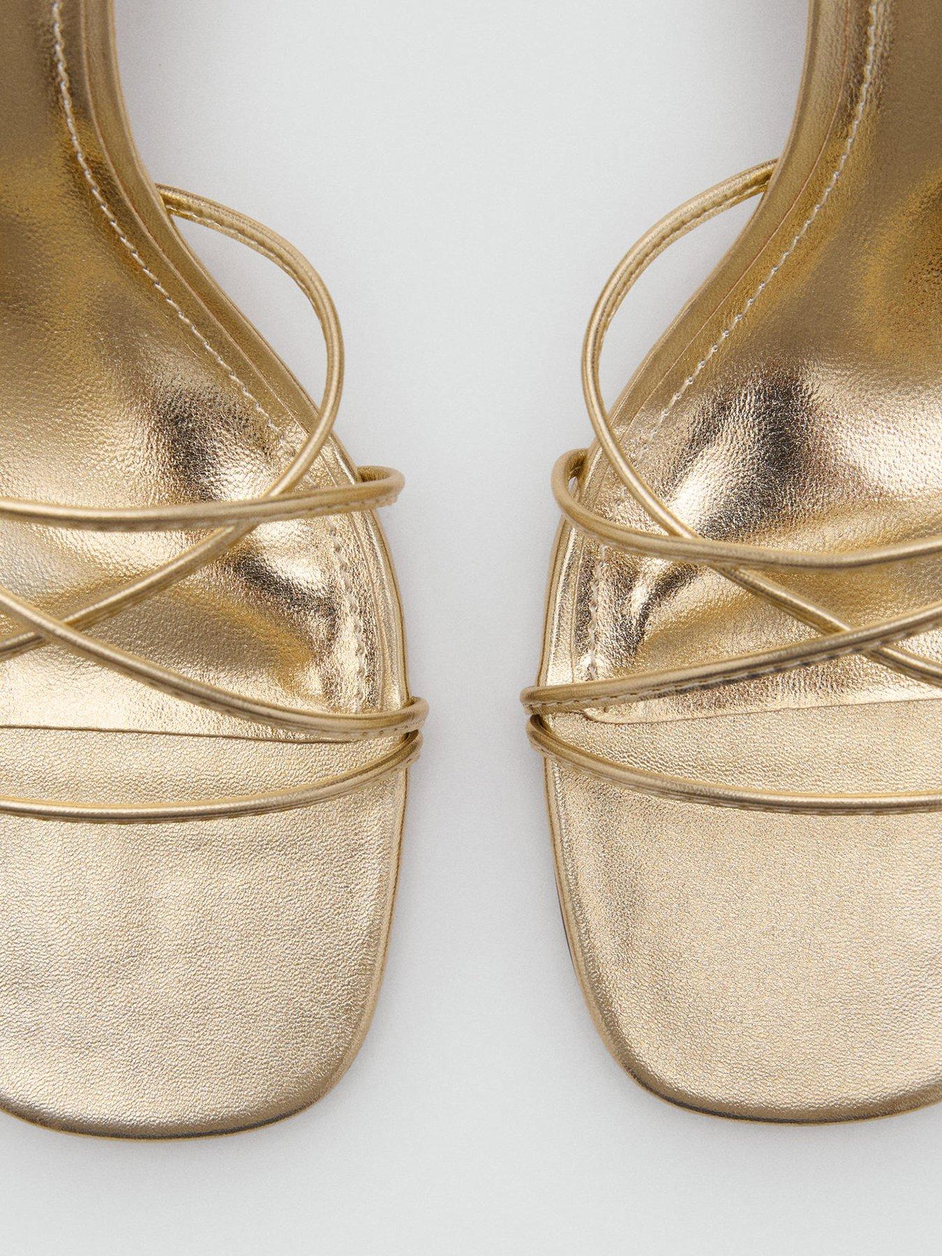Mango Heeled Sandal With Crossed Straps Gold Very