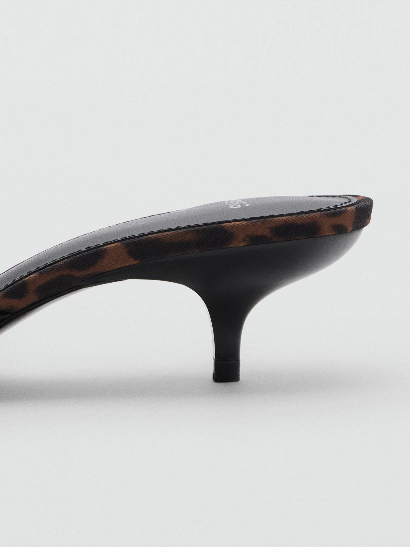 Image 3 of 4 of Mango Leopard-Print Kitten-Heel Sandals - Brown
