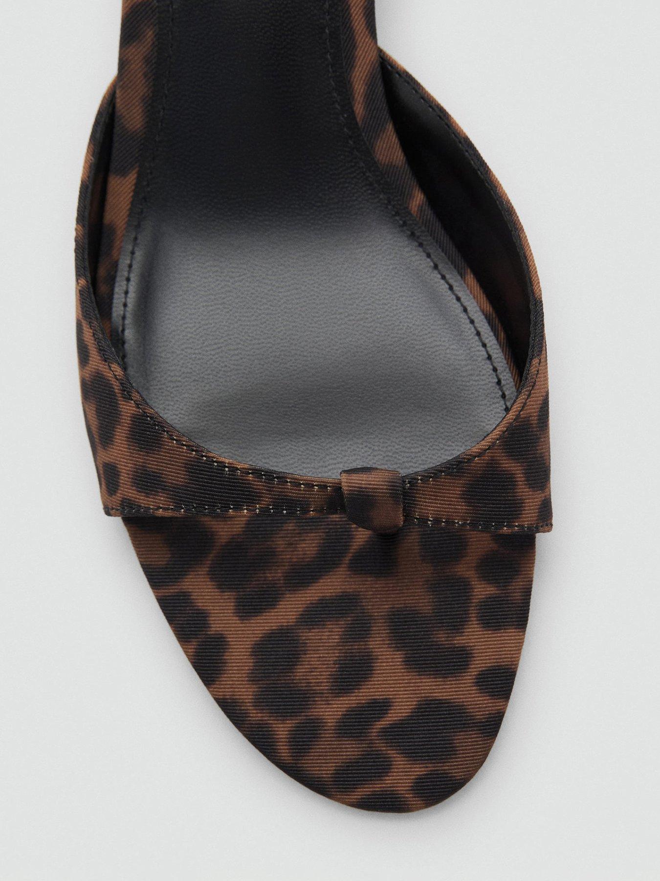 Image 4 of 4 of Mango Leopard-Print Kitten-Heel Sandals - Brown