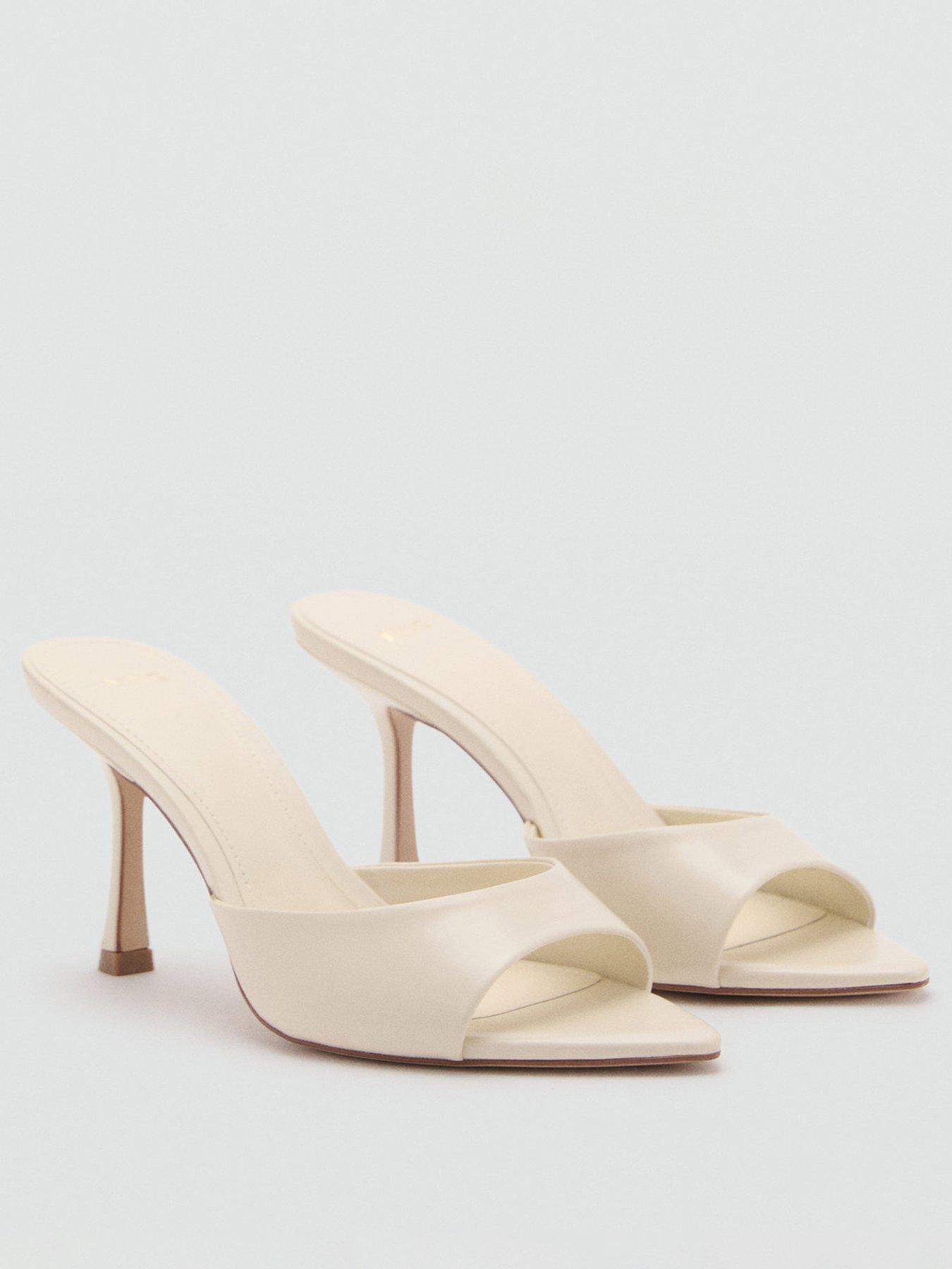Image 2 of 4 of Mango Open Toed Heeled Sandals With Pointed Toe - White