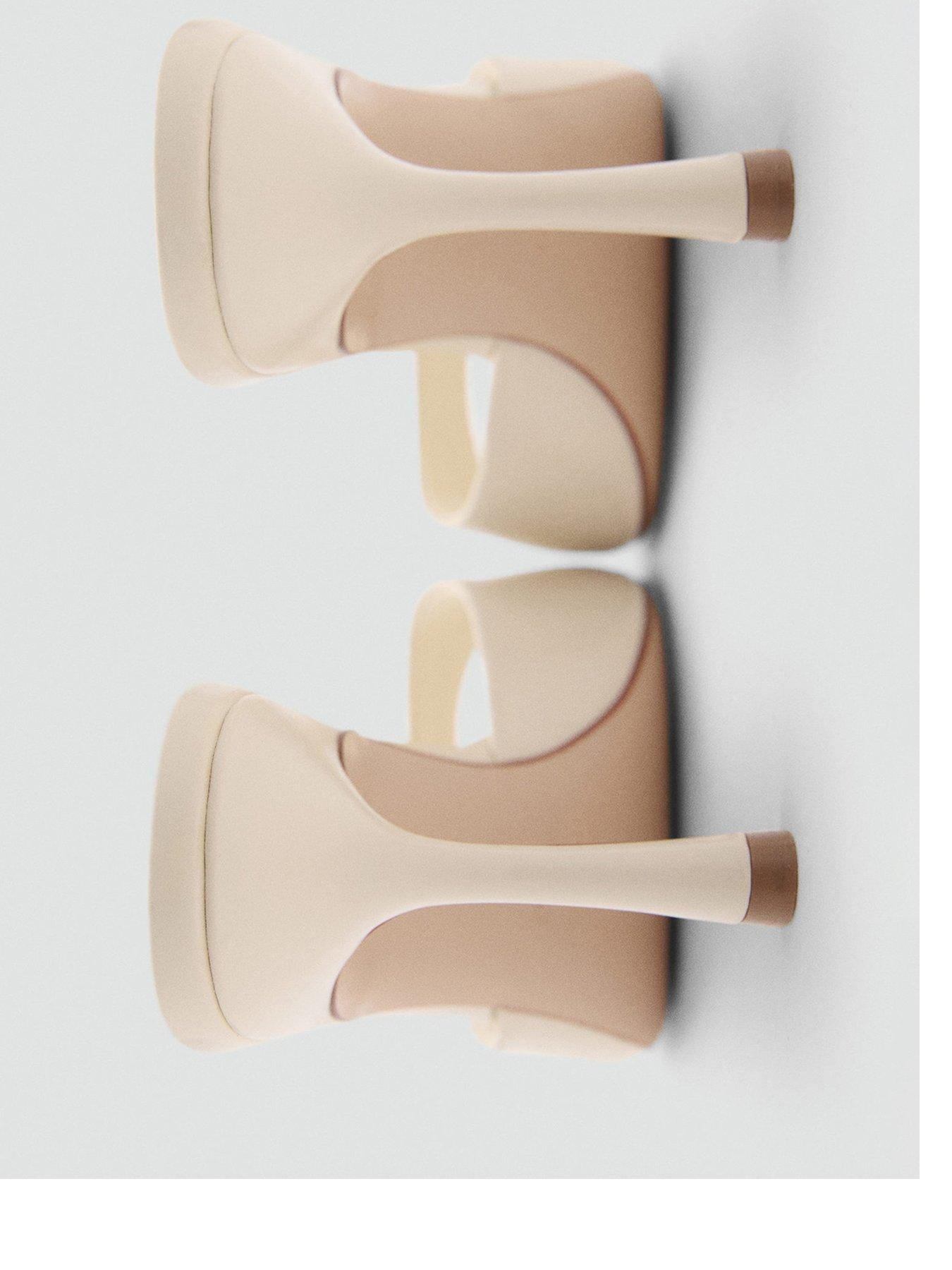Image 3 of 4 of Mango Open Toed Heeled Sandals With Pointed Toe - White