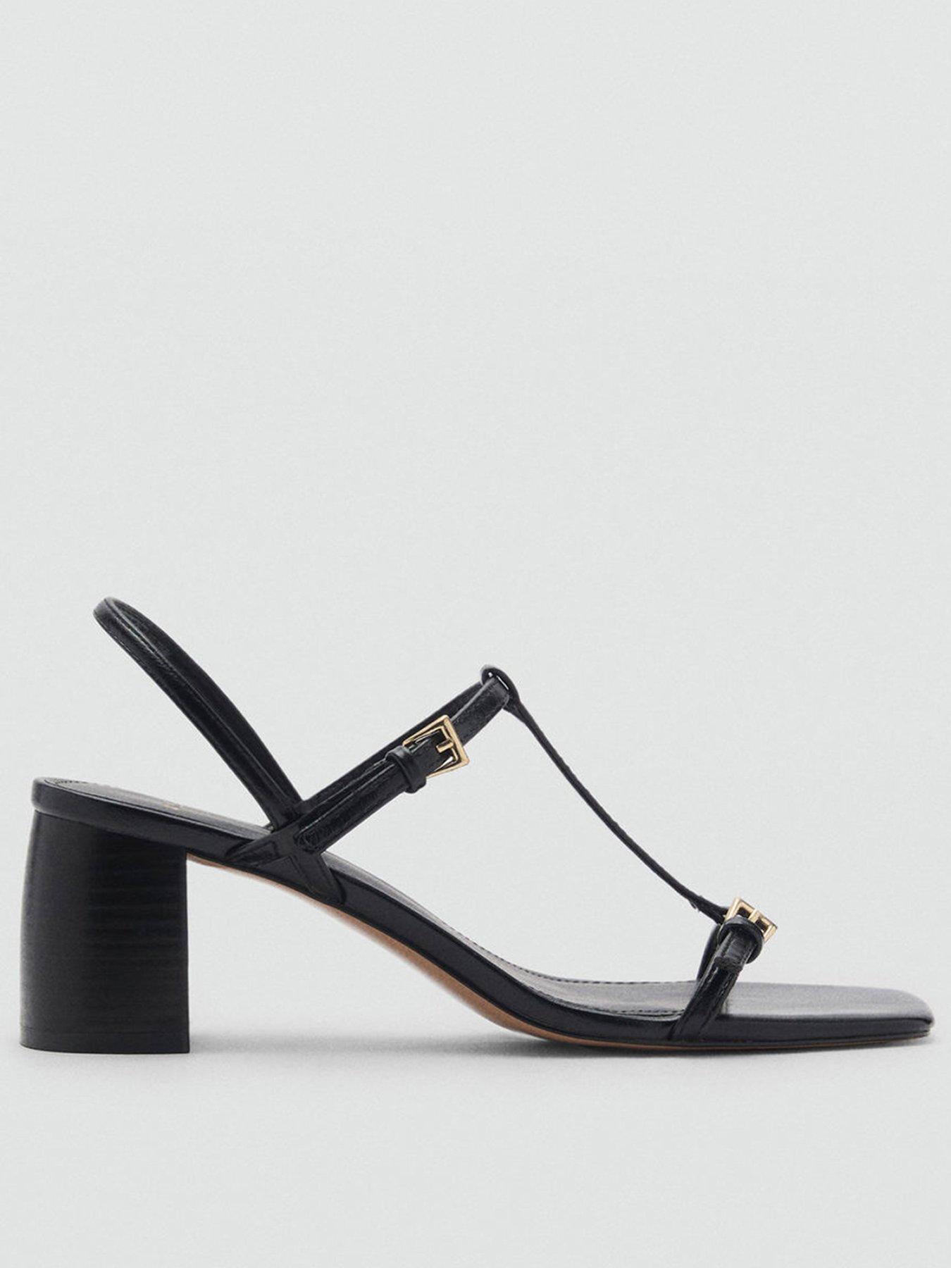 undefined High Heeled Sandals With Buckle Straps - Black