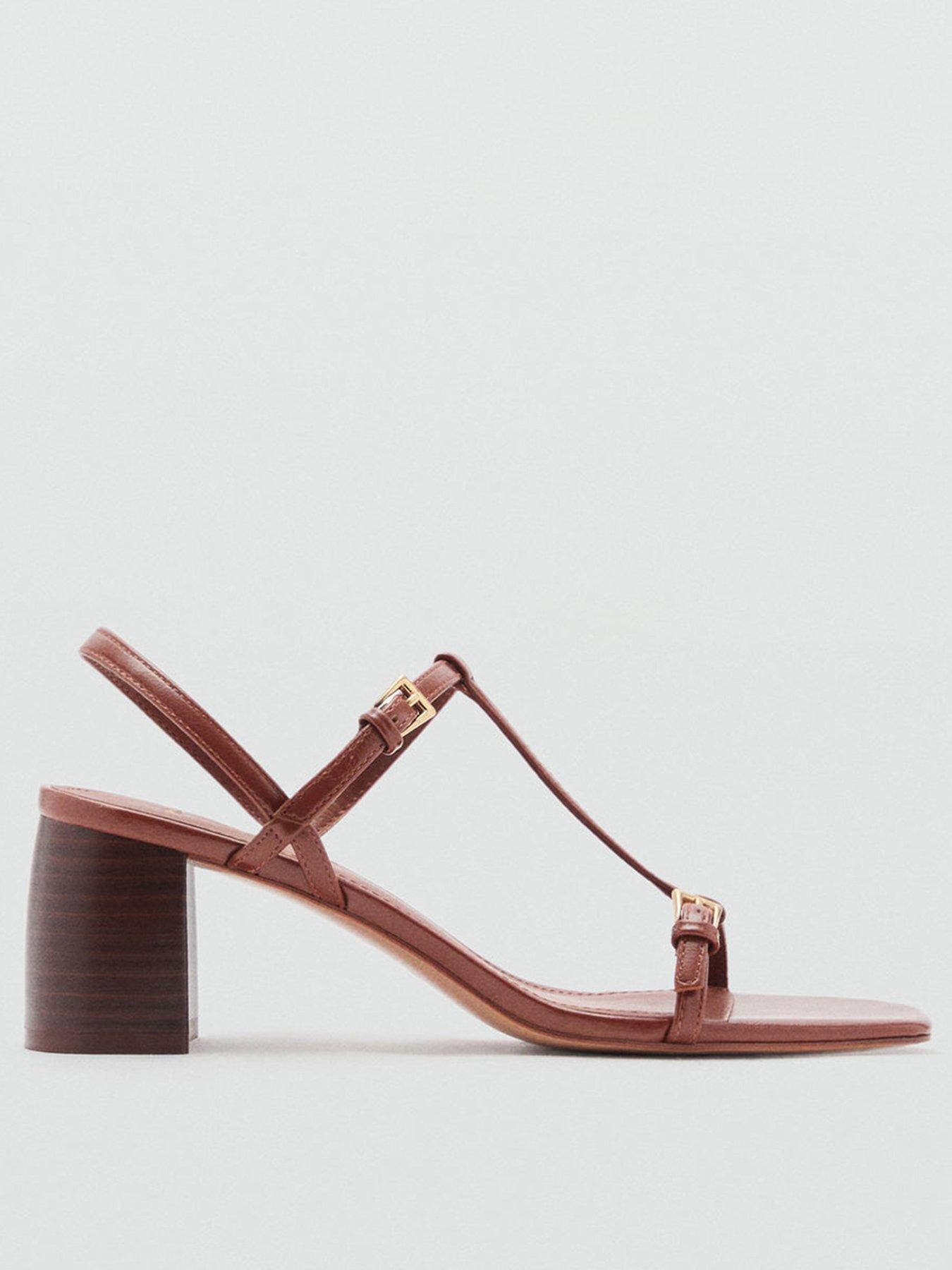 undefined High Heeled Sandals With Buckle Straps - Brown