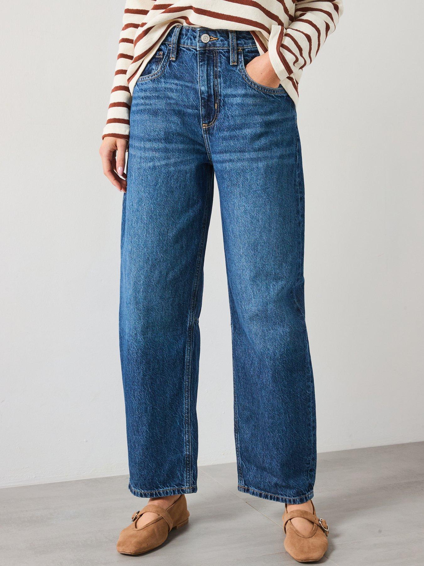 undefined High Rise Balloon Jeans - Blue