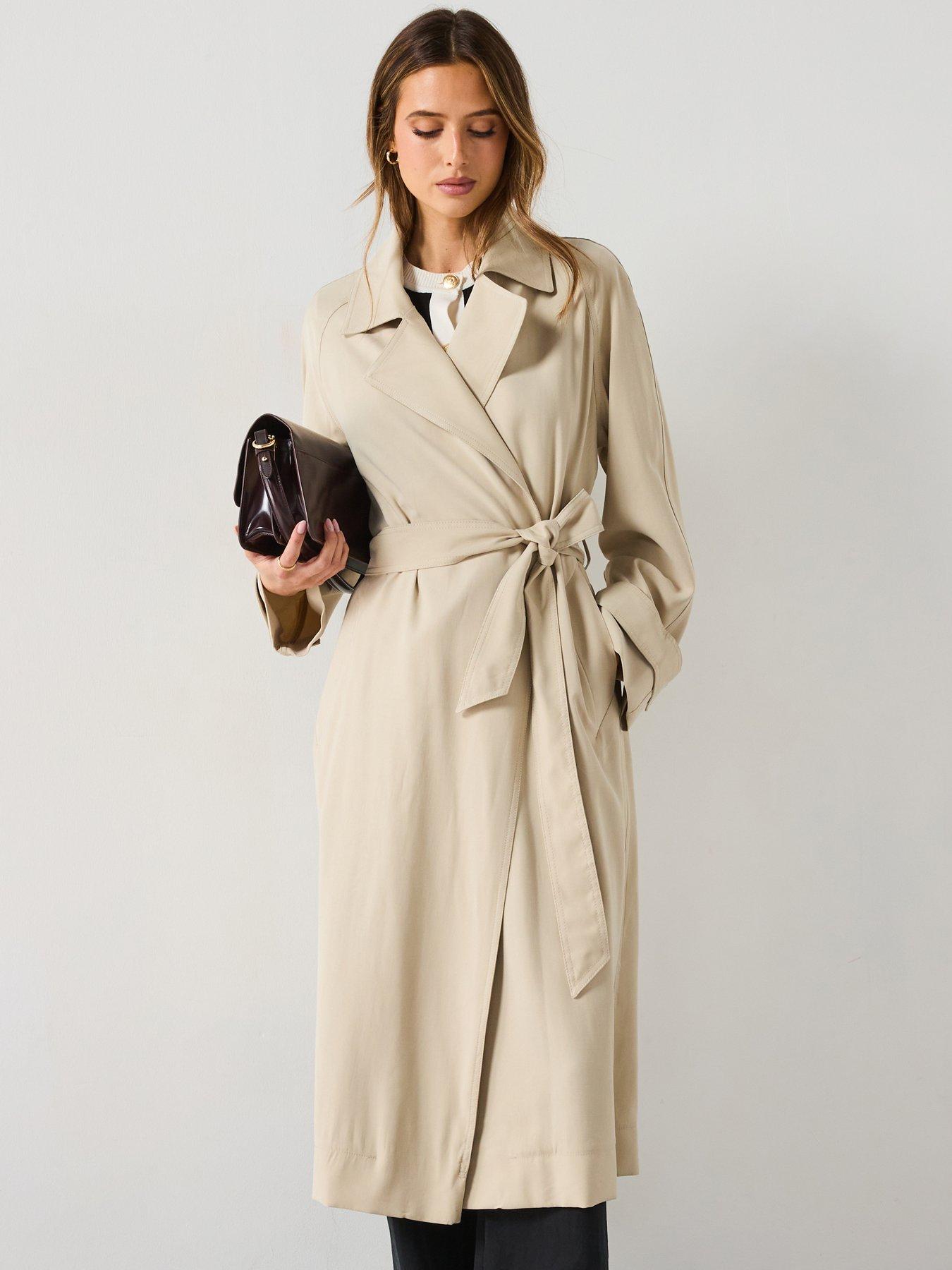 undefined Soft Trench Coat With Belt - Brown