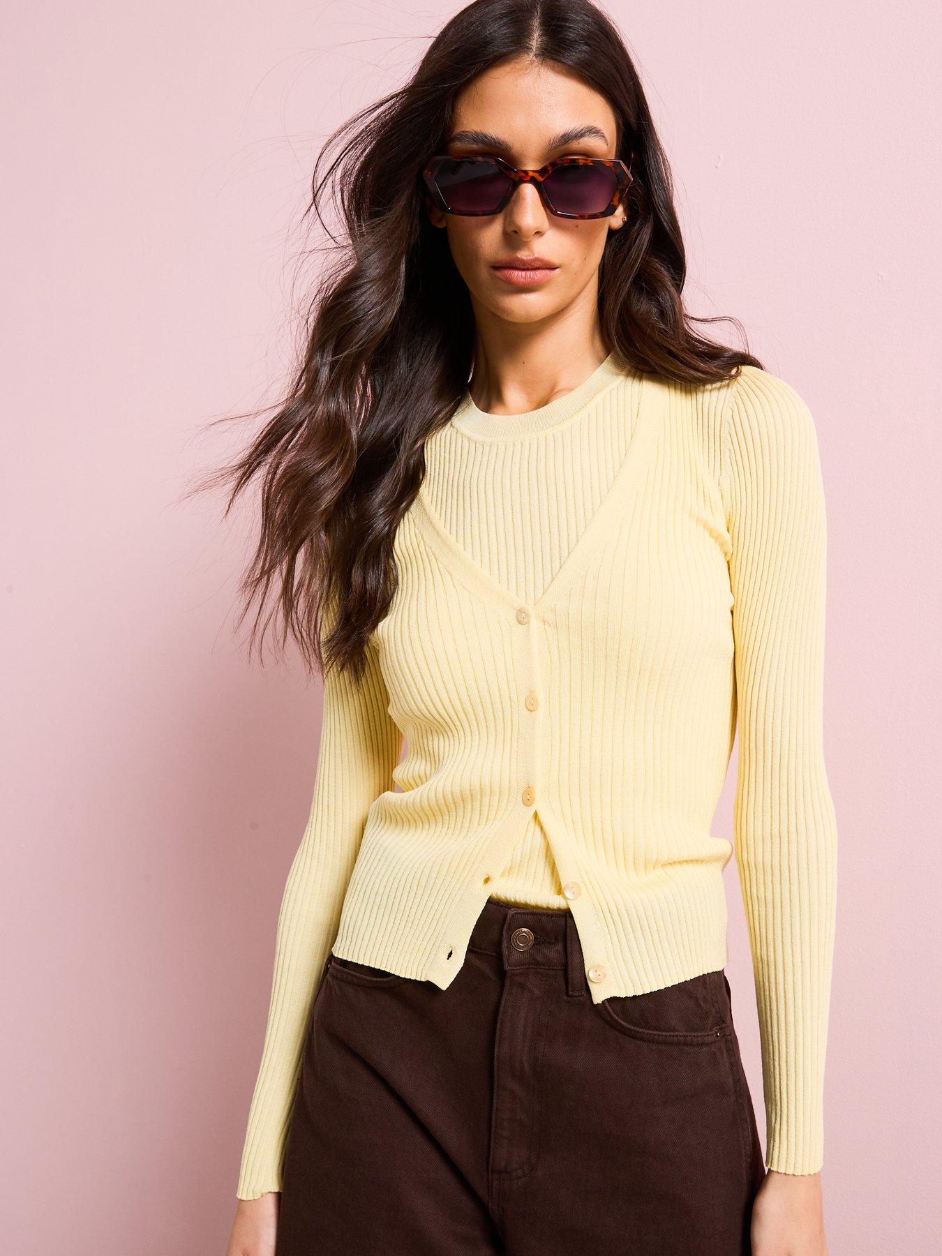 NOI-CH301 YELLOW EMBELLISHED CARDIGAN
