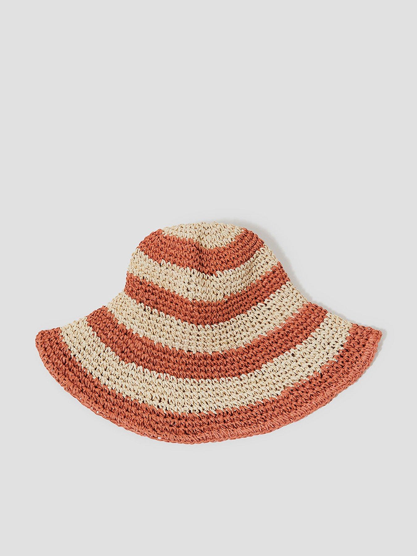 Monsoon Lola Stripe Straw Bucket Hat - Natural