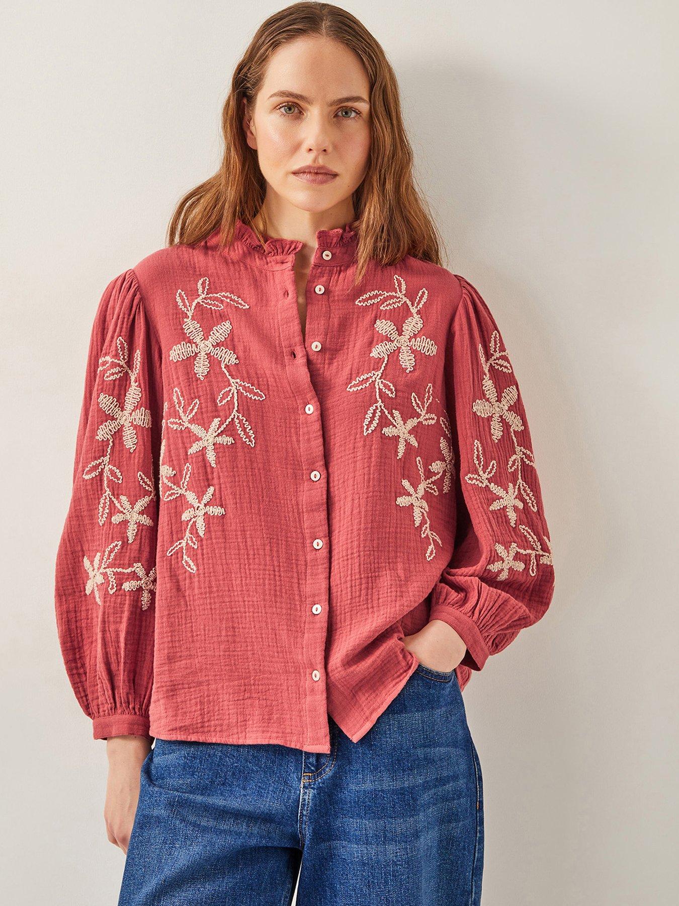 undefined Bridget Embellished Top - Burgundy