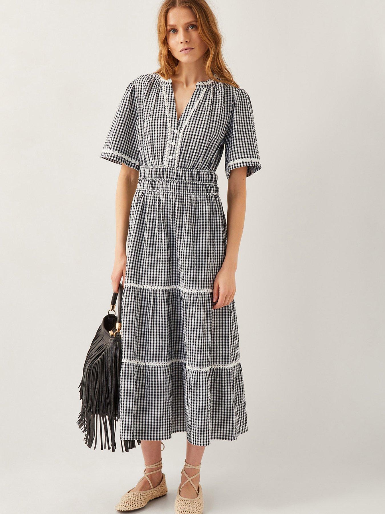 undefined Gina Gingham Dress - Black