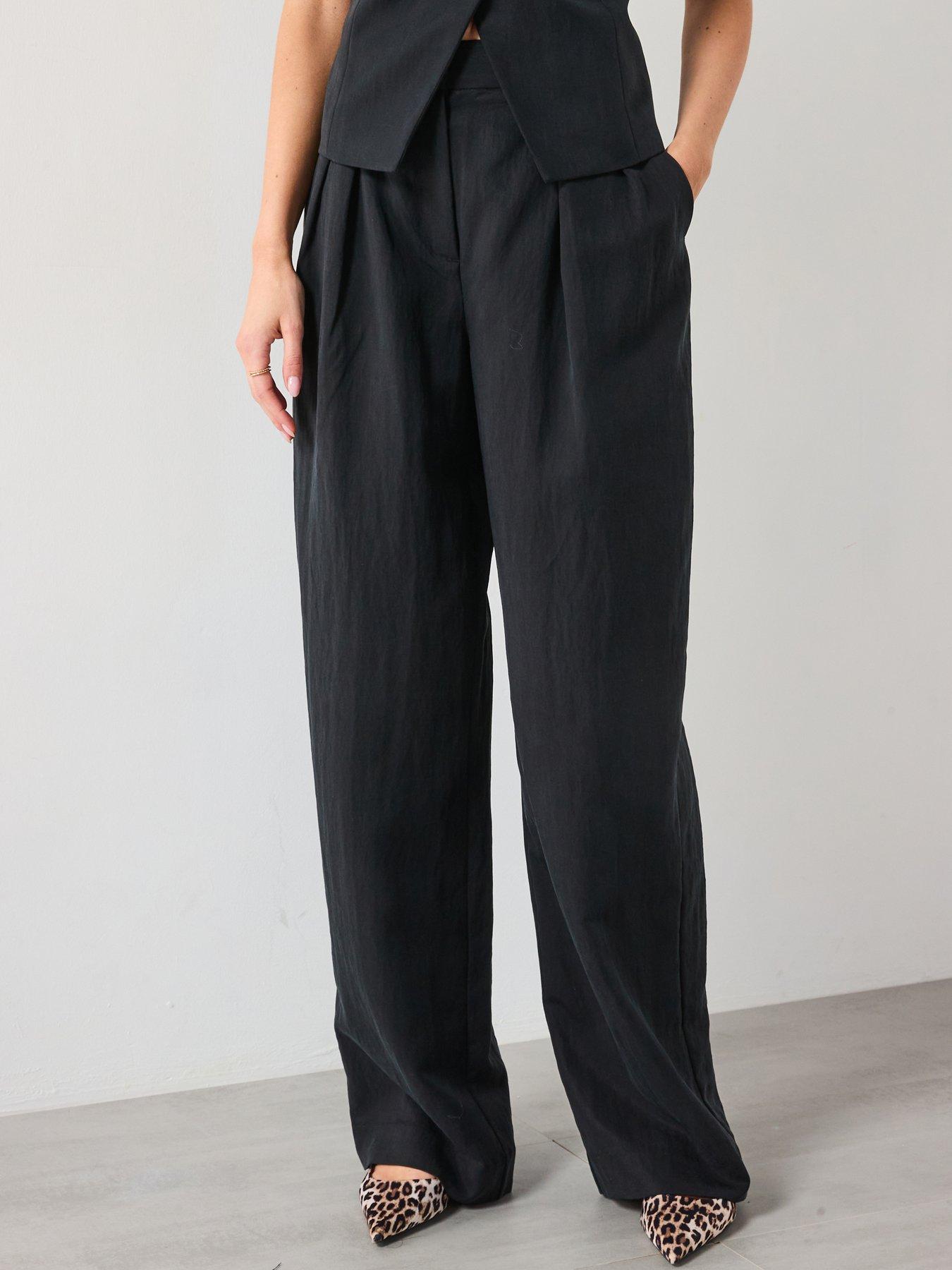 undefined Straight Lyocell Suit Trousers - Black