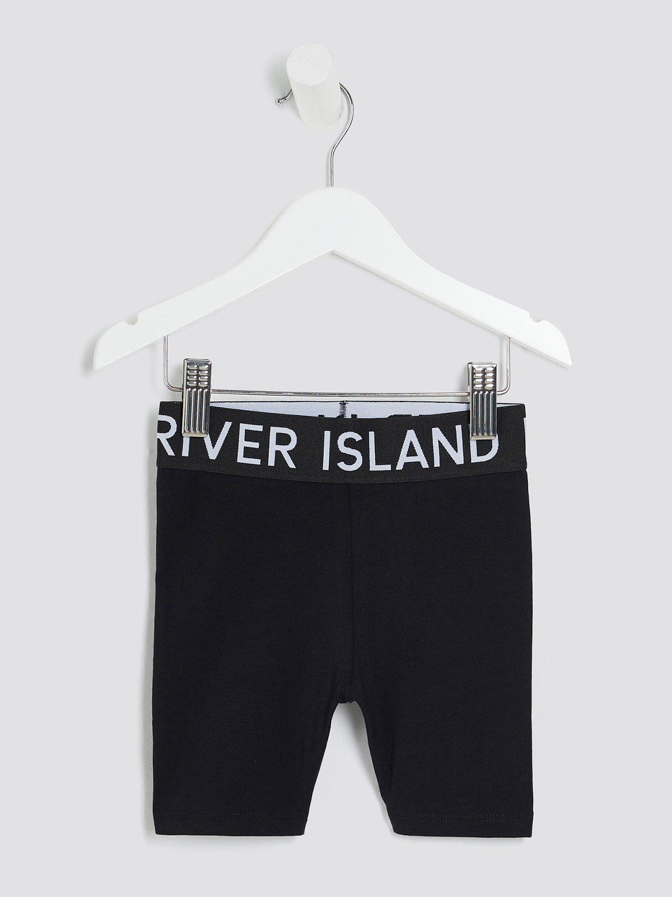 River Island Mini Girls Ri Waistband Cycling Shorts, Black, Size Age: 18-24 Months