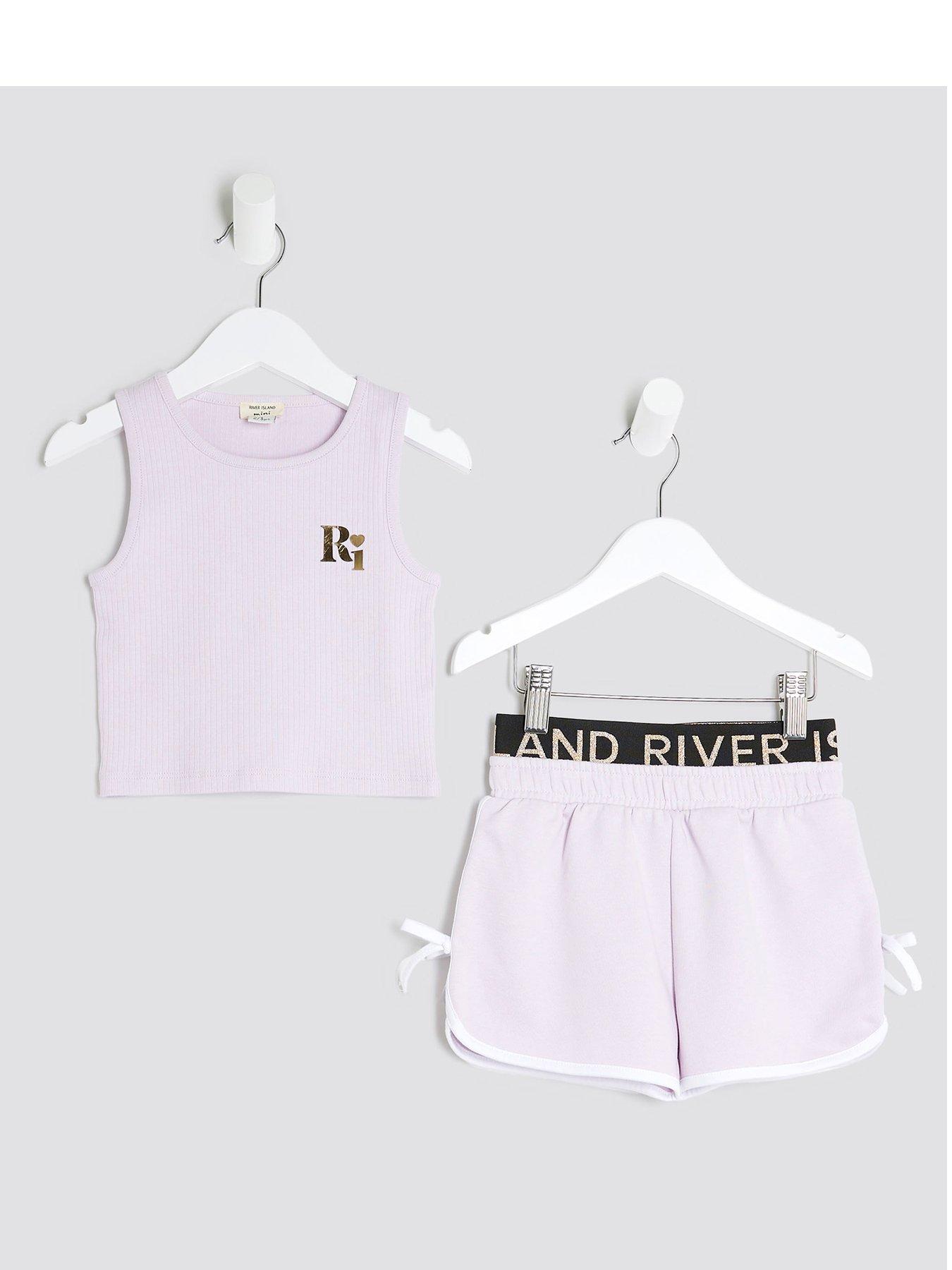 undefined Girl Ri Runner Shorts Set - Purple