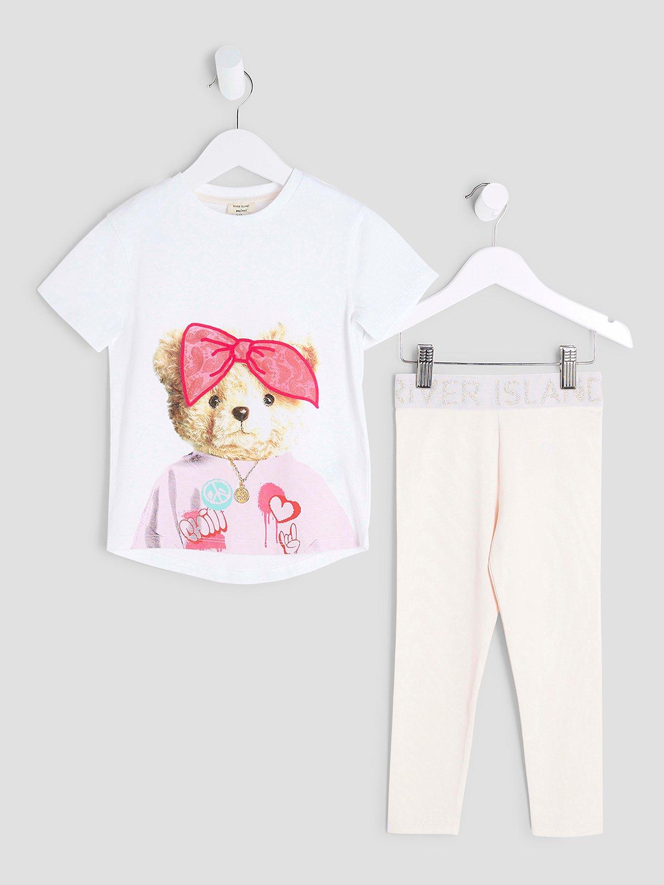 undefined Girls Bandana Bear T-Shirt Set - Pink