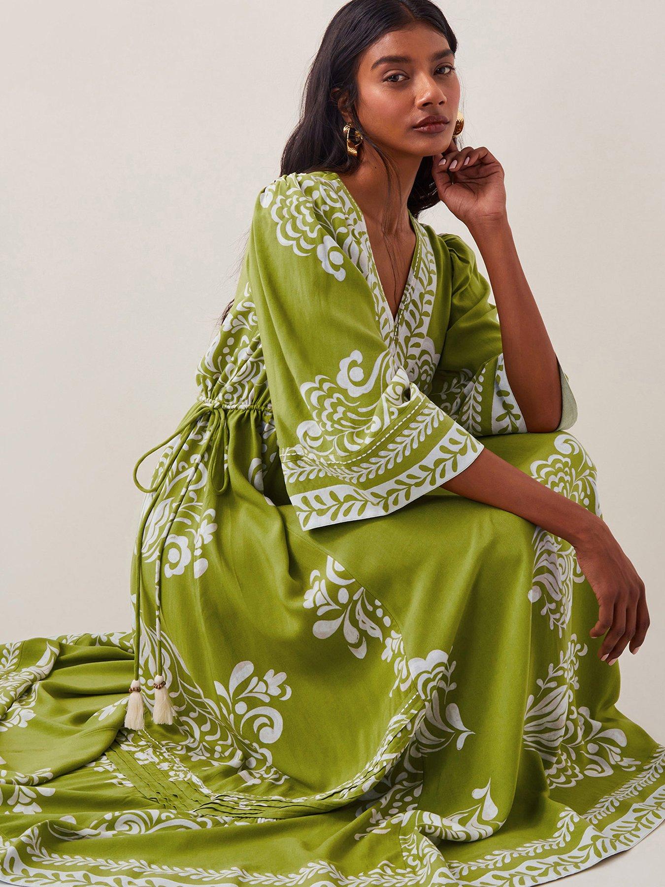 Monsoon Miley Print Dress - Green