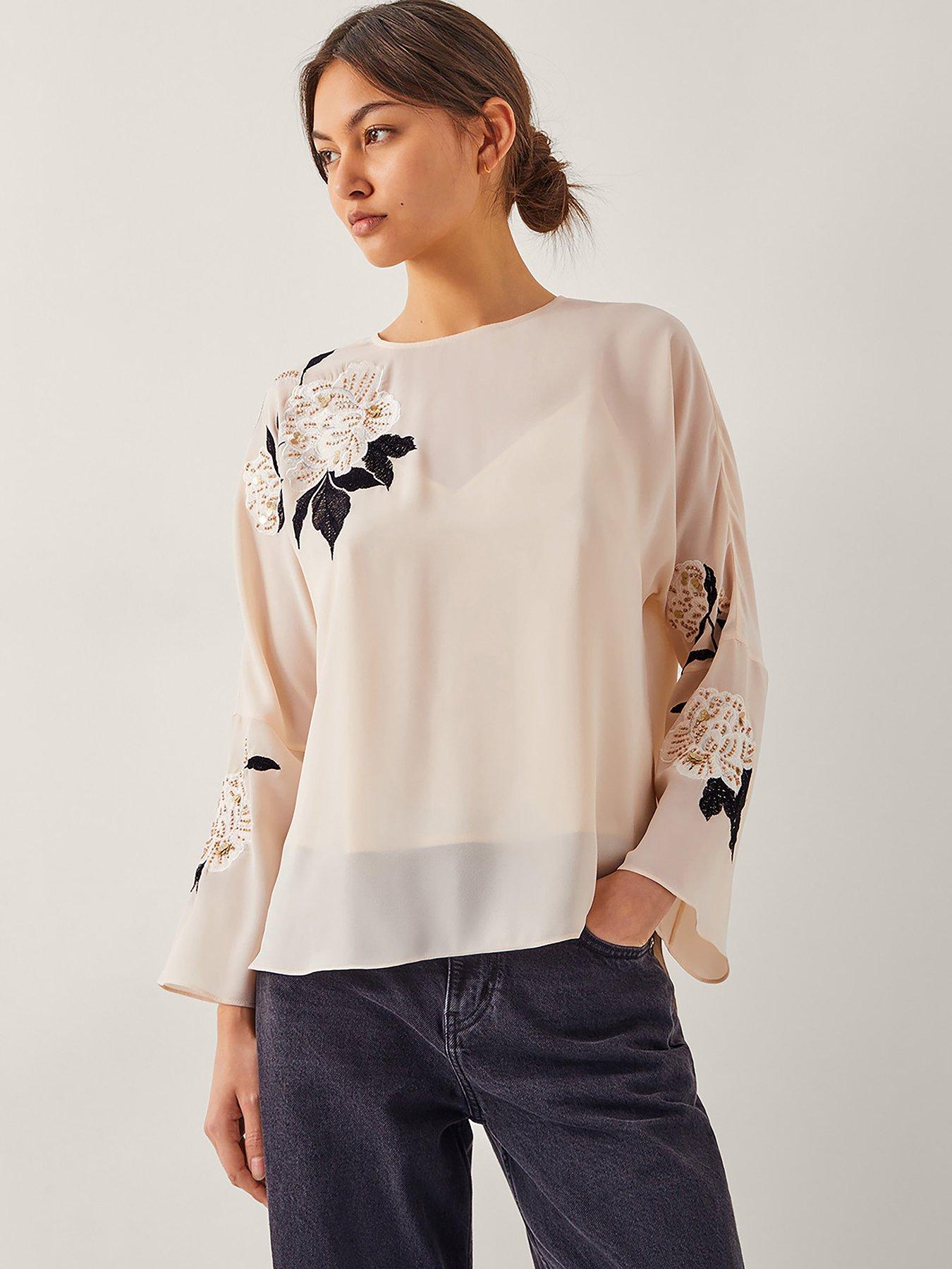 undefined Ariah Embroidered Top - Cream