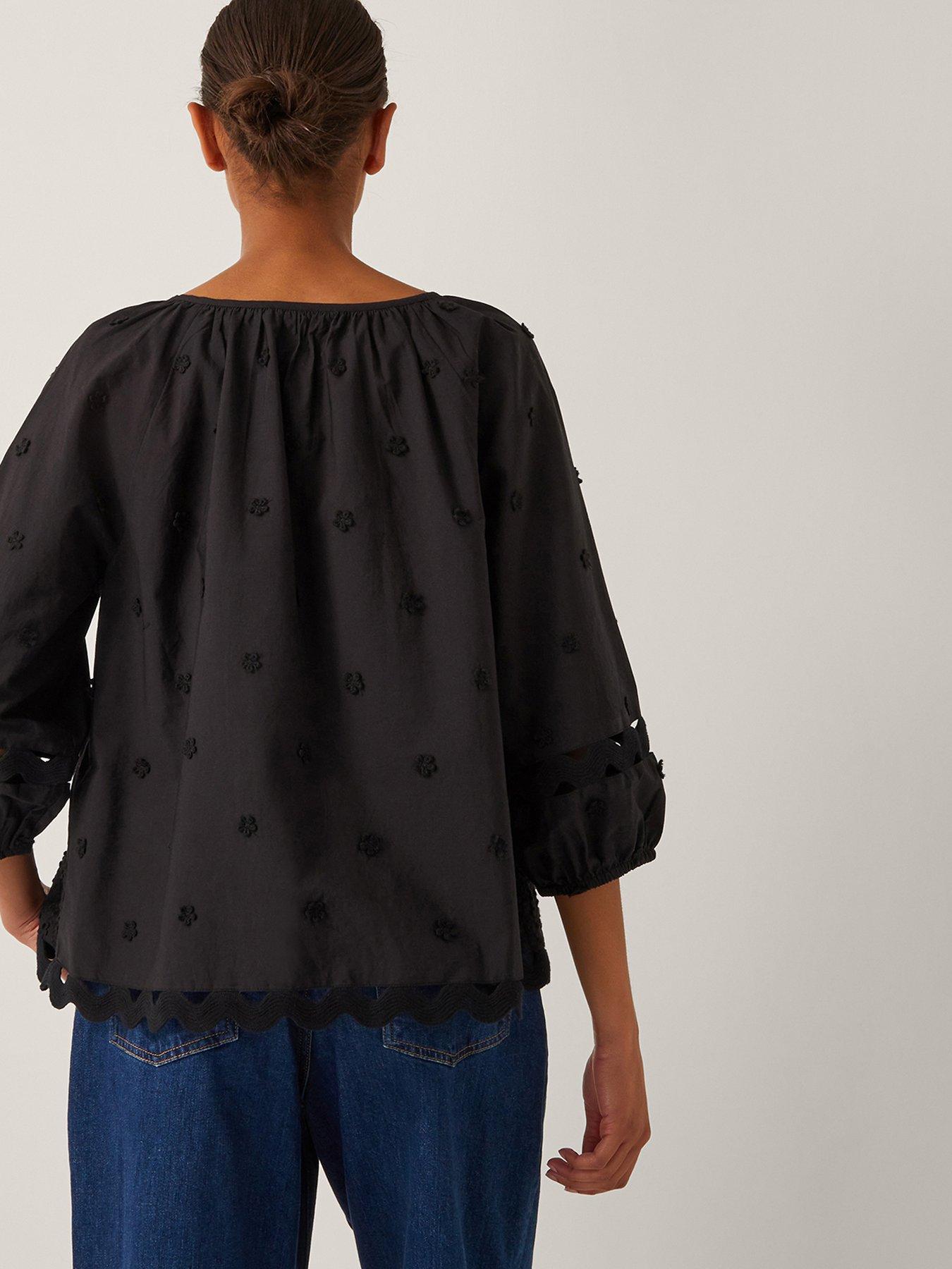 Image 2 of 5 of Monsoon Esme Embroided Top - Black