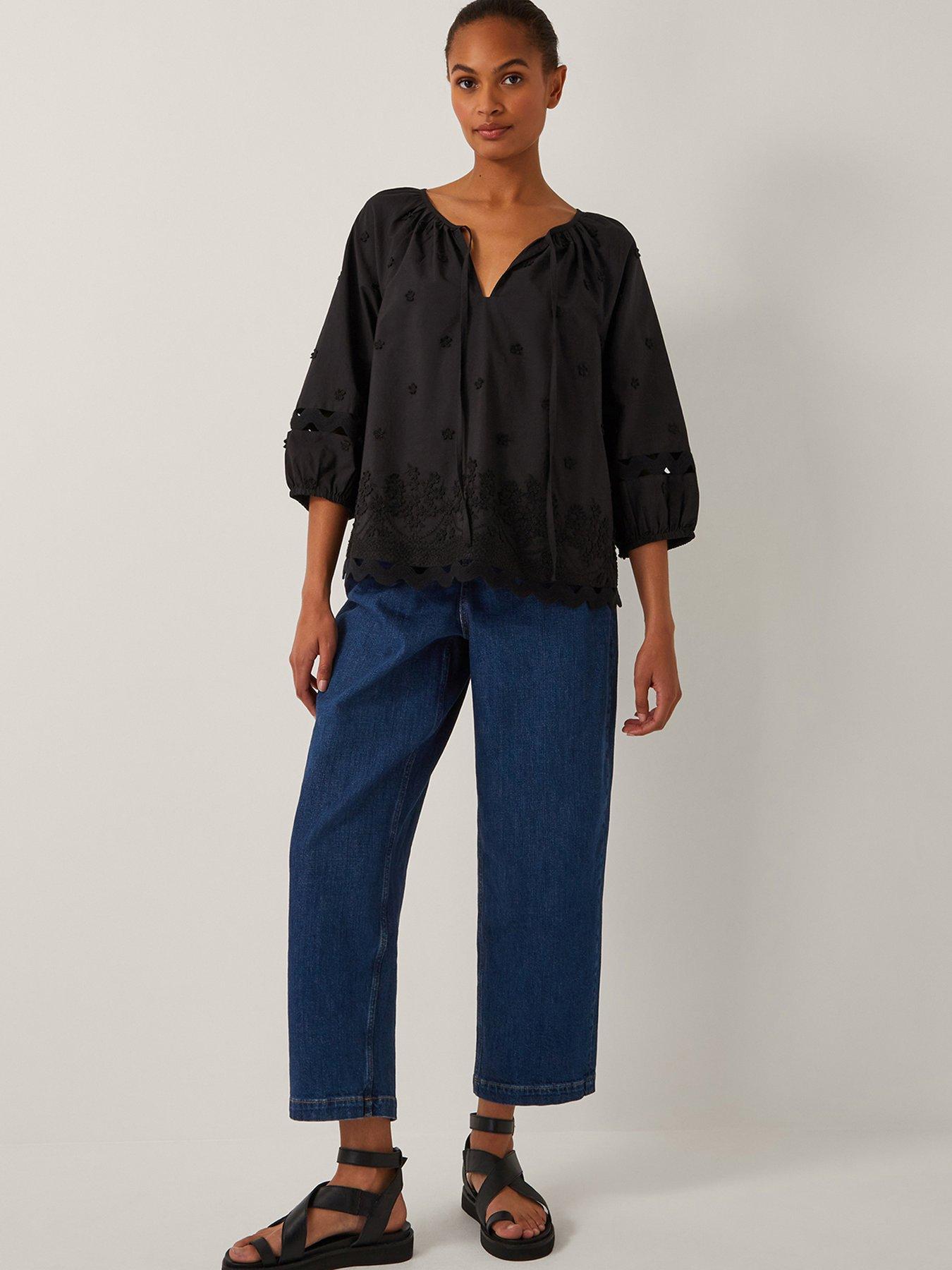 Image 3 of 5 of Monsoon Esme Embroided Top - Black
