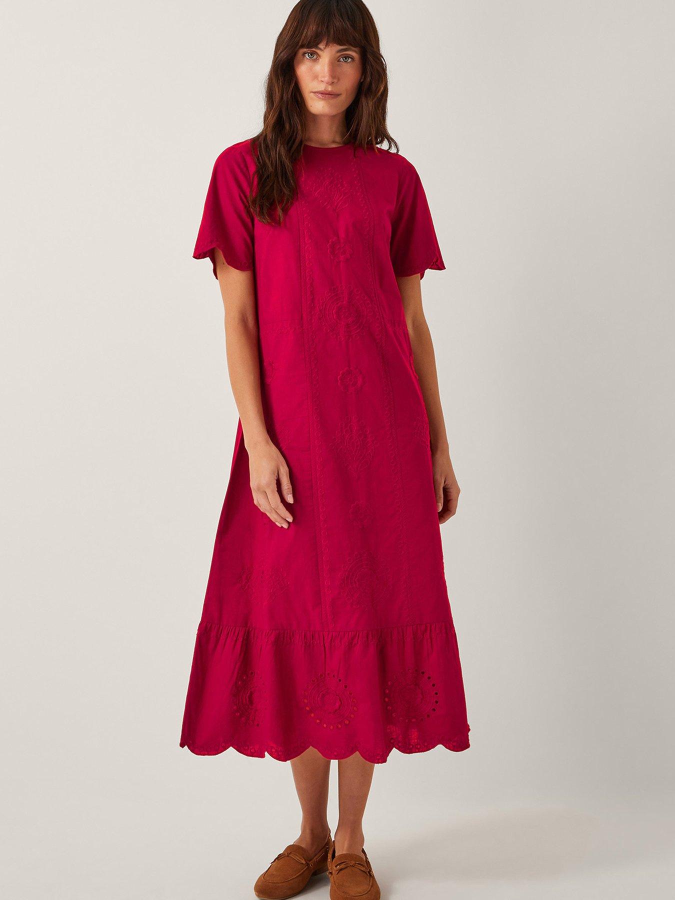 undefined Orla Broderie Dress - Red