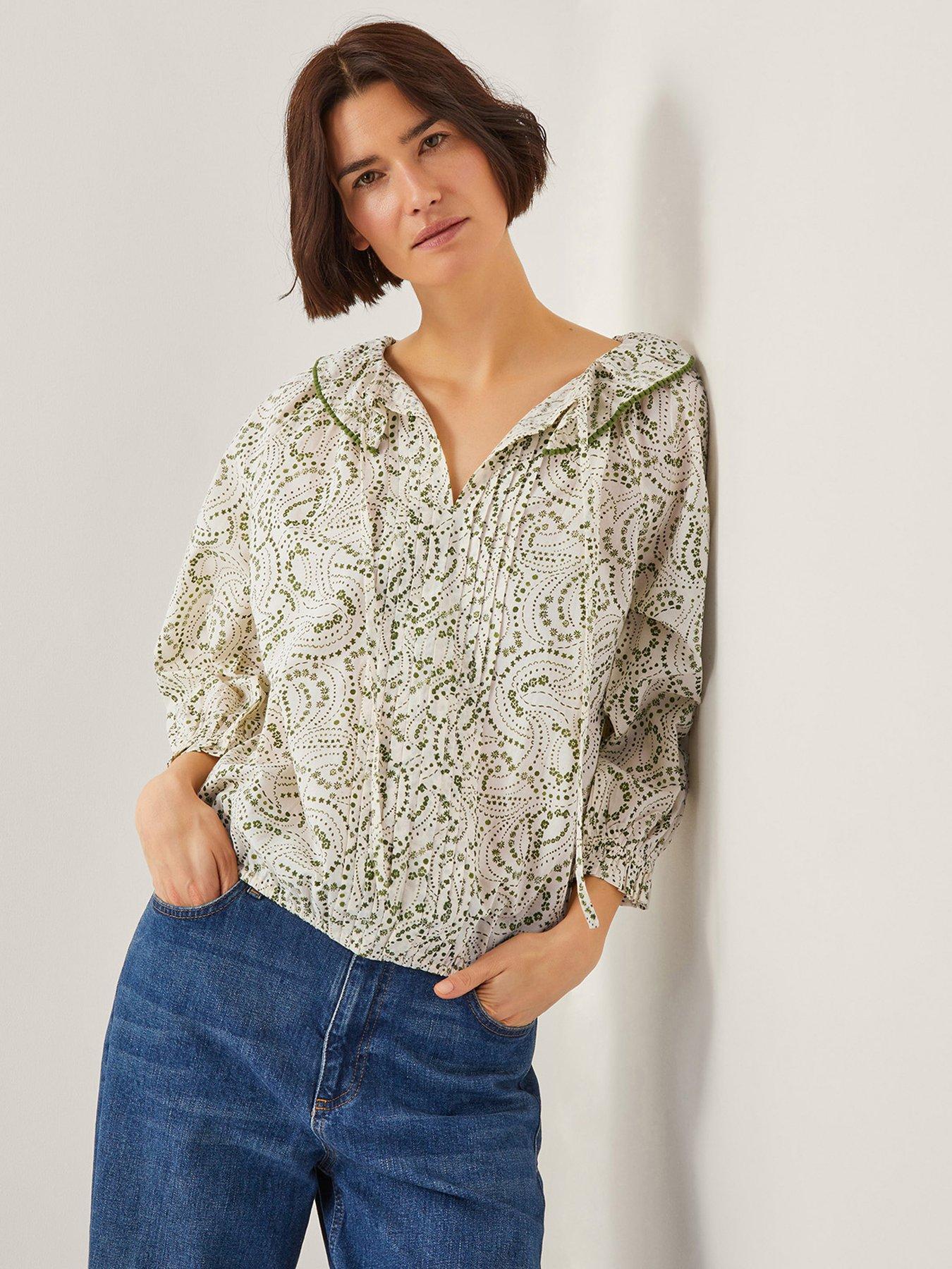 undefined Delma Bubble Hem Top - Ivory