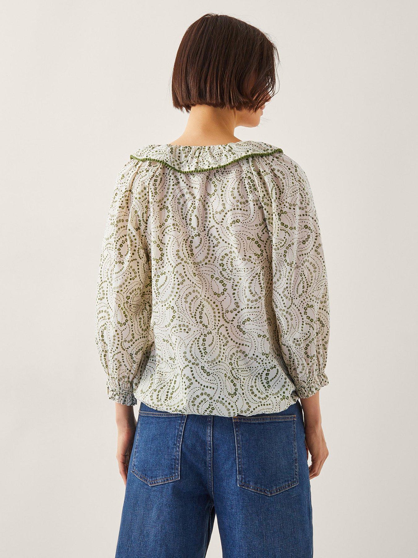 Monsoon Delma Bubble Hem Top - Ivory | Very