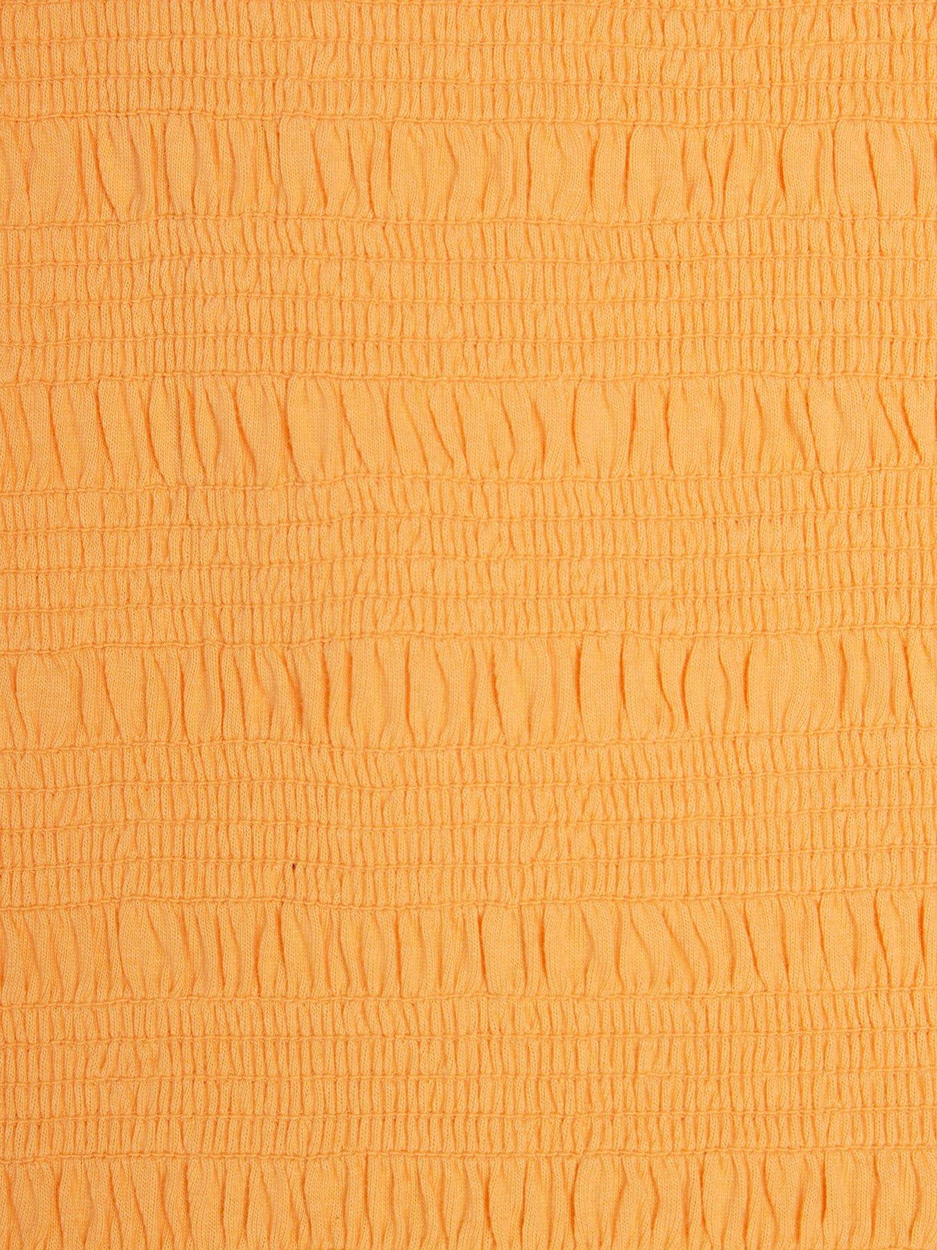 Image 4 of 4 of River Island Girls Shirred Broderie Rara Dress - Orange