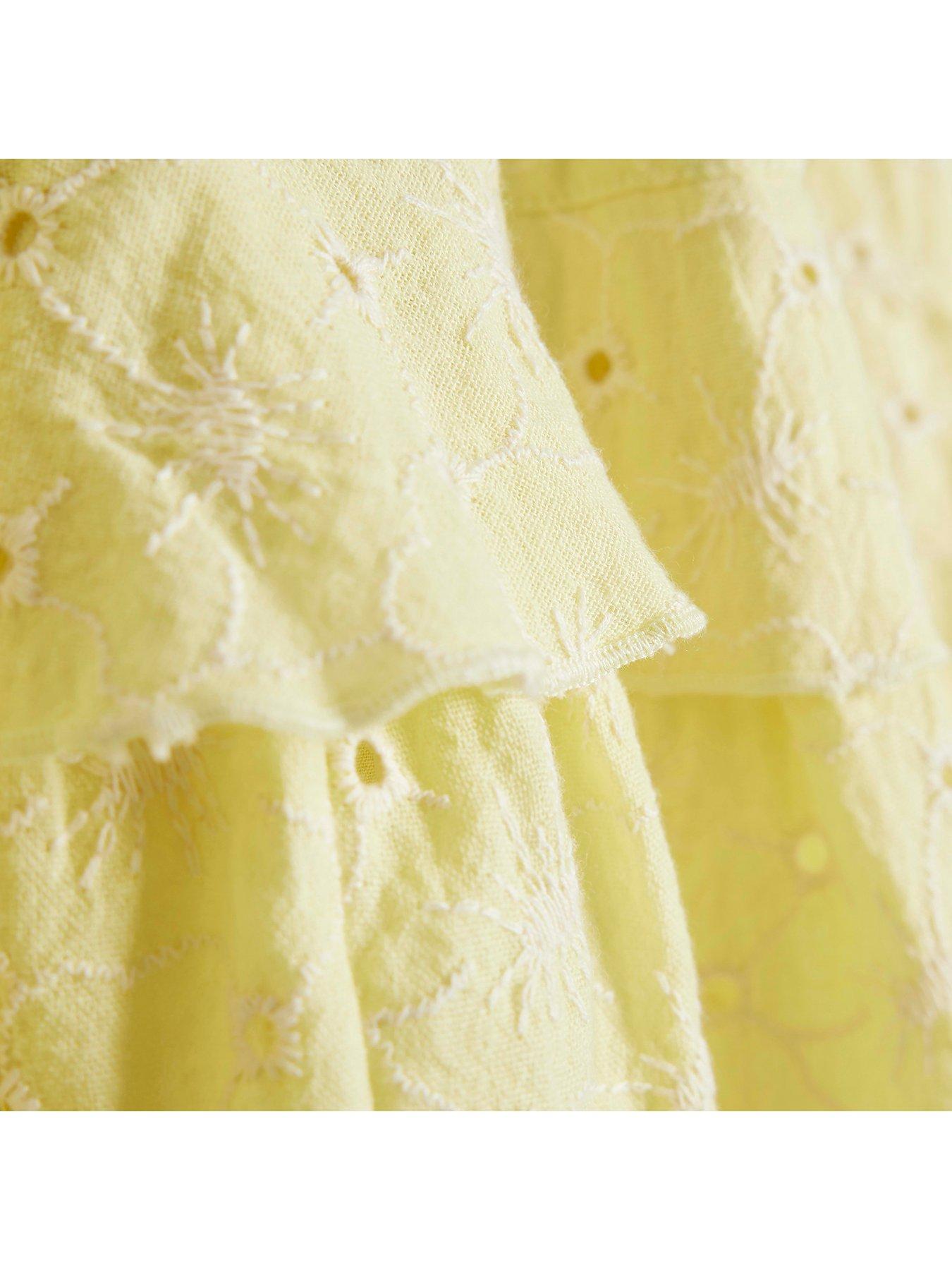 Image 3 of 4 of River Island Older Girl Tiered Broderie Dress - Yellow