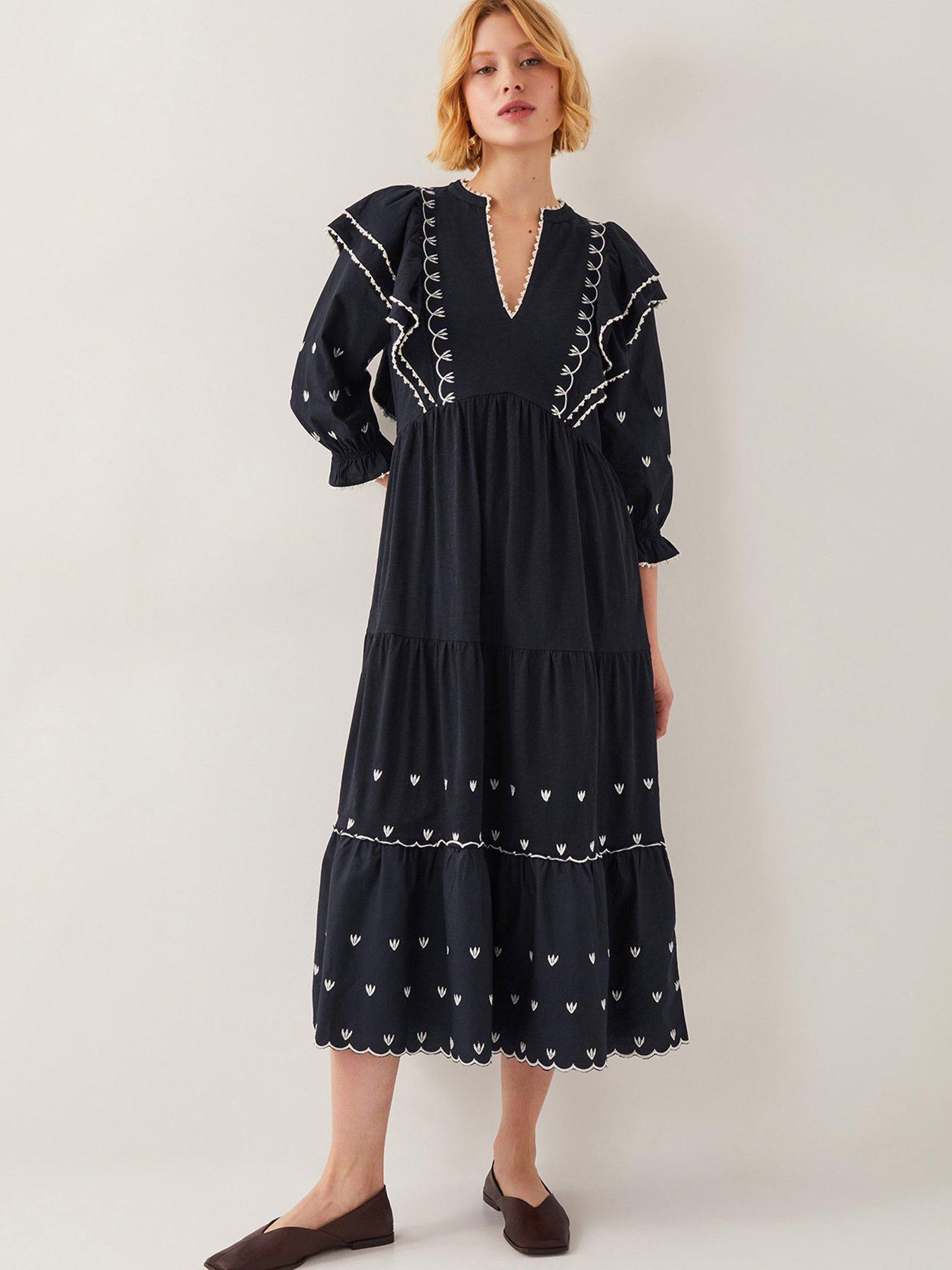 undefined Freya Frill Jersey Dress - Black