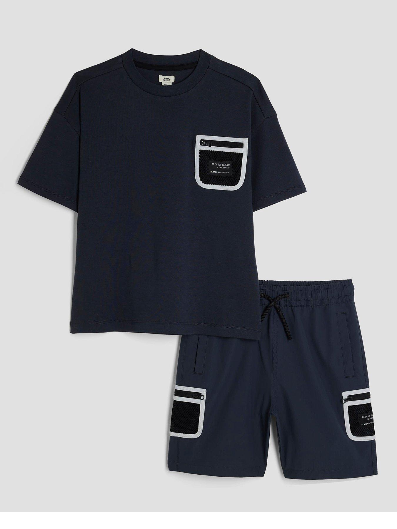 undefined Older Boy Utility Pocket T-Shirt Set - Blue