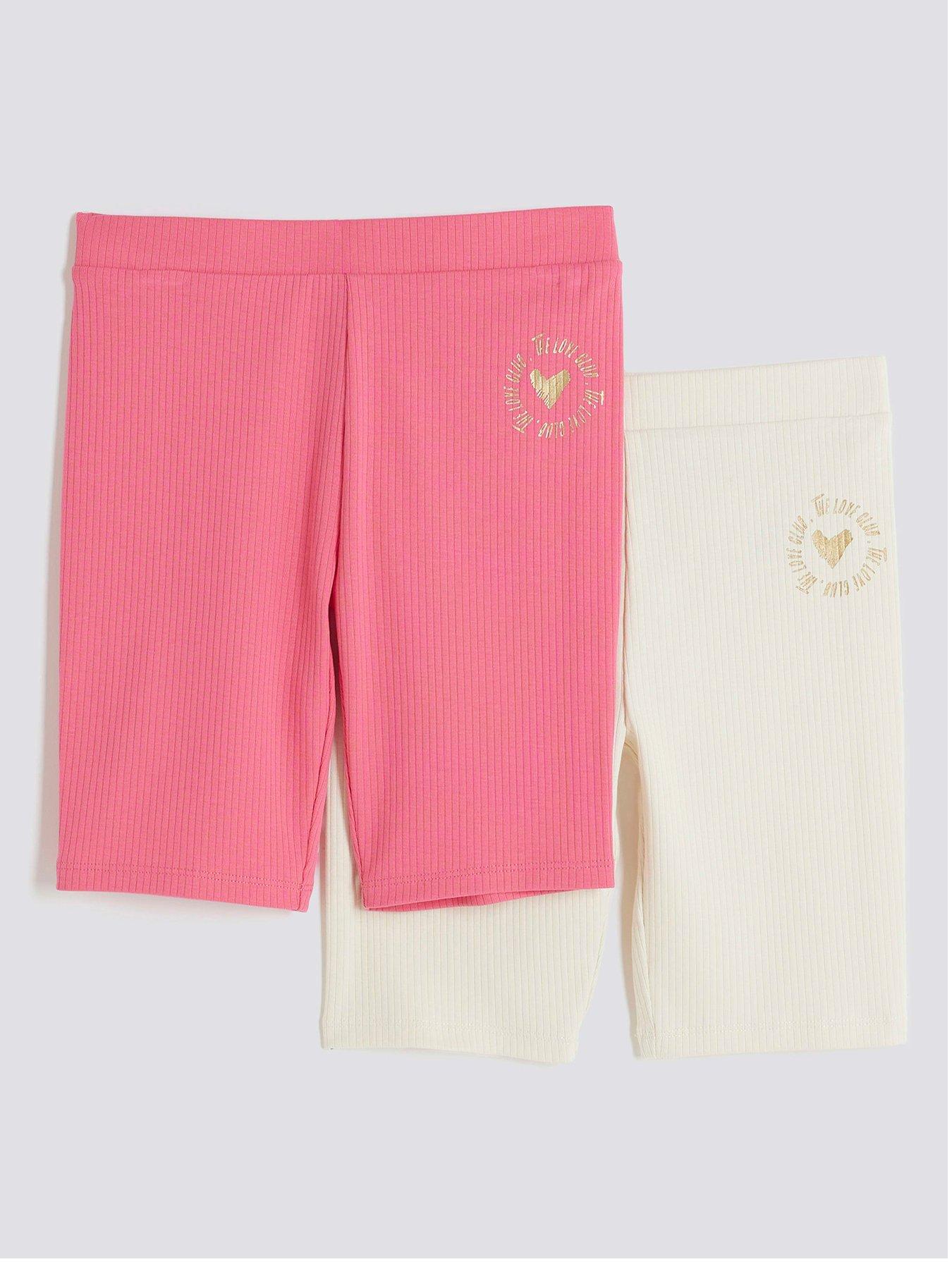 undefined Girls Pack Of 2 Cycling Shorts - / Cream - Pink