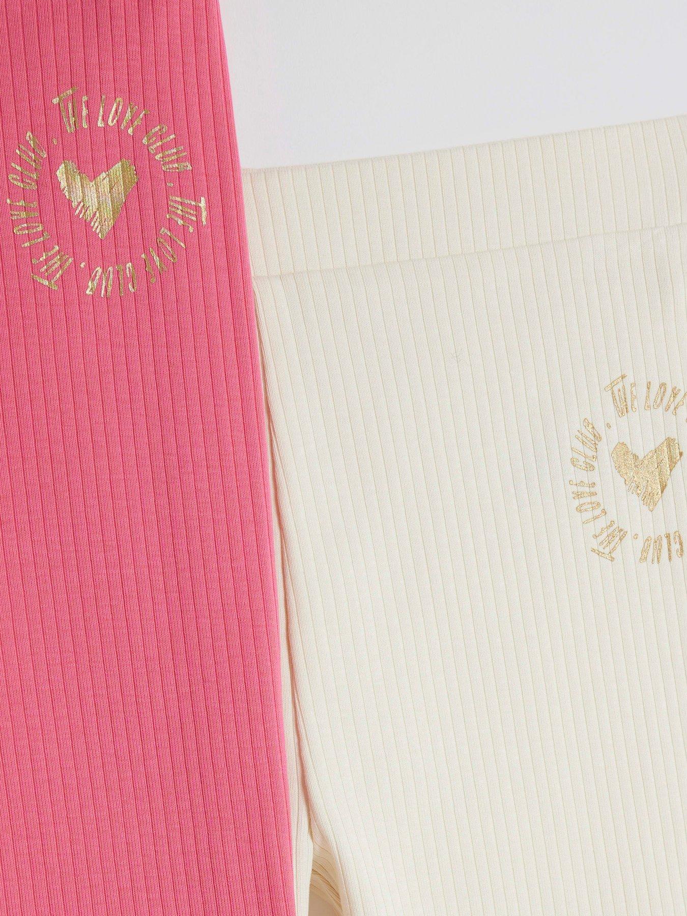 Image 3 of 4 of River Island Girls Pack Of 2 Cycling Shorts - / Cream - Pink