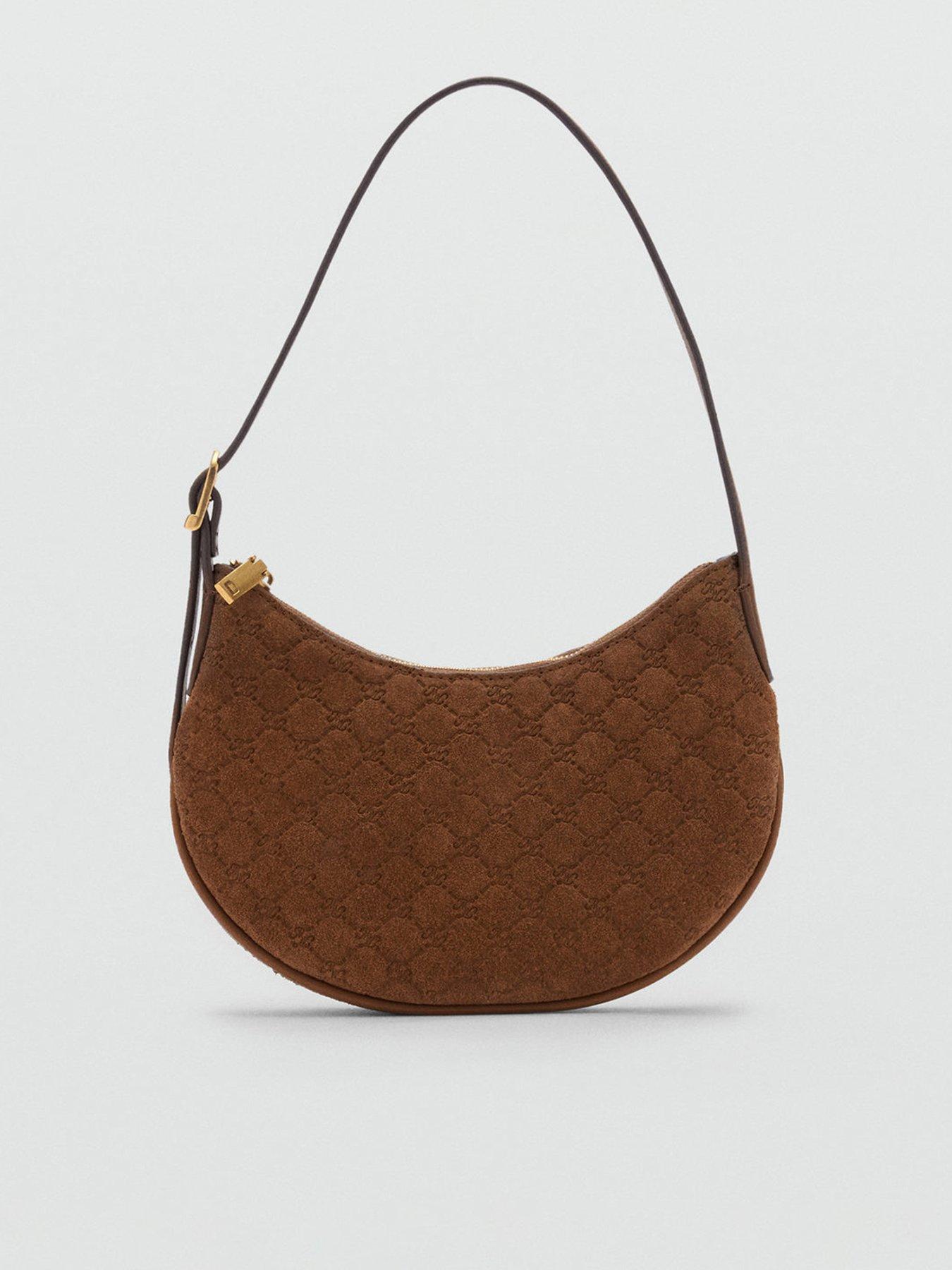 undefined Suede Shoulder Bag With Logo Print